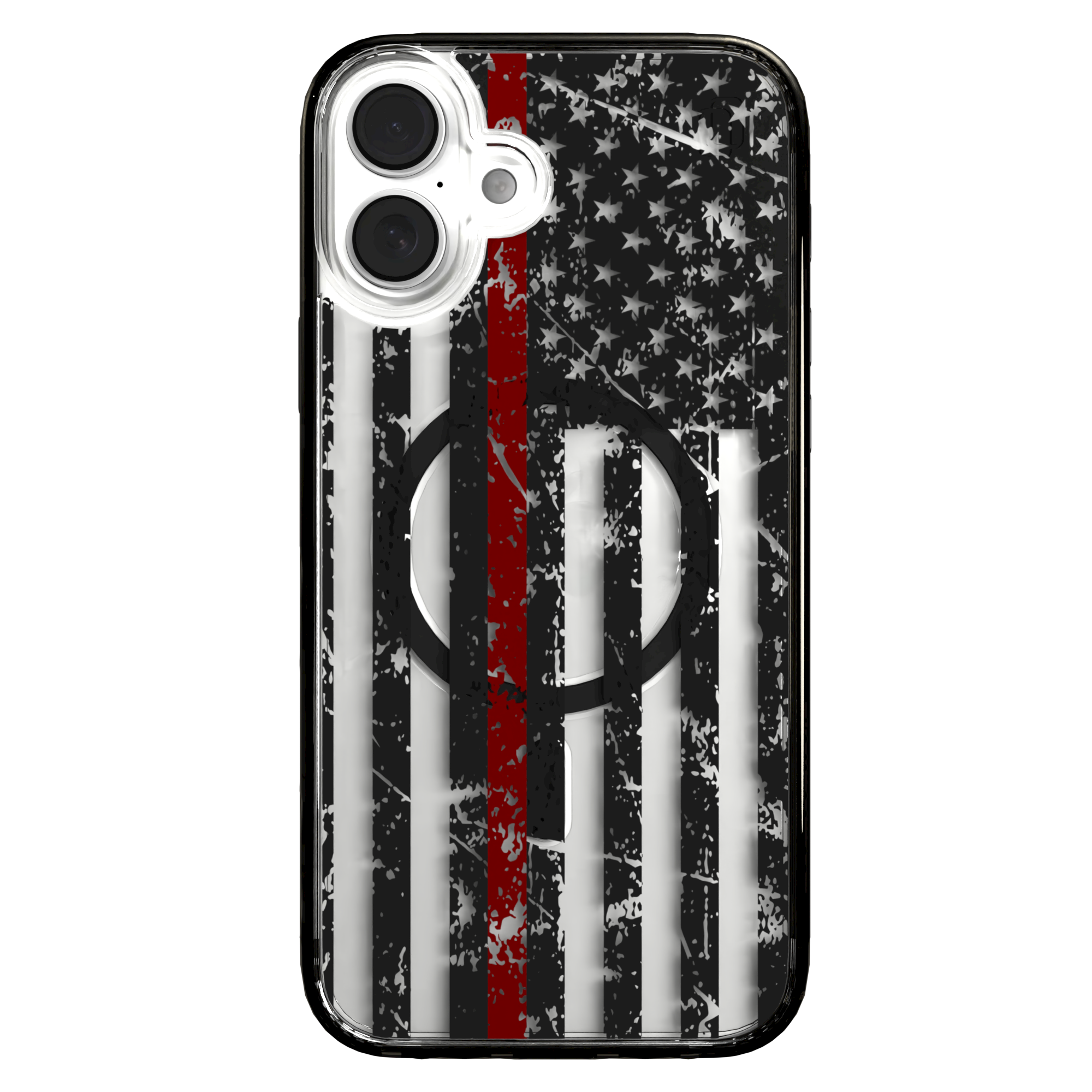 iPhone 16 Series | MagSafe | Red, White & Blue Case Collection | Thin Red Line Red Line / iPhone 16 Plus / Black