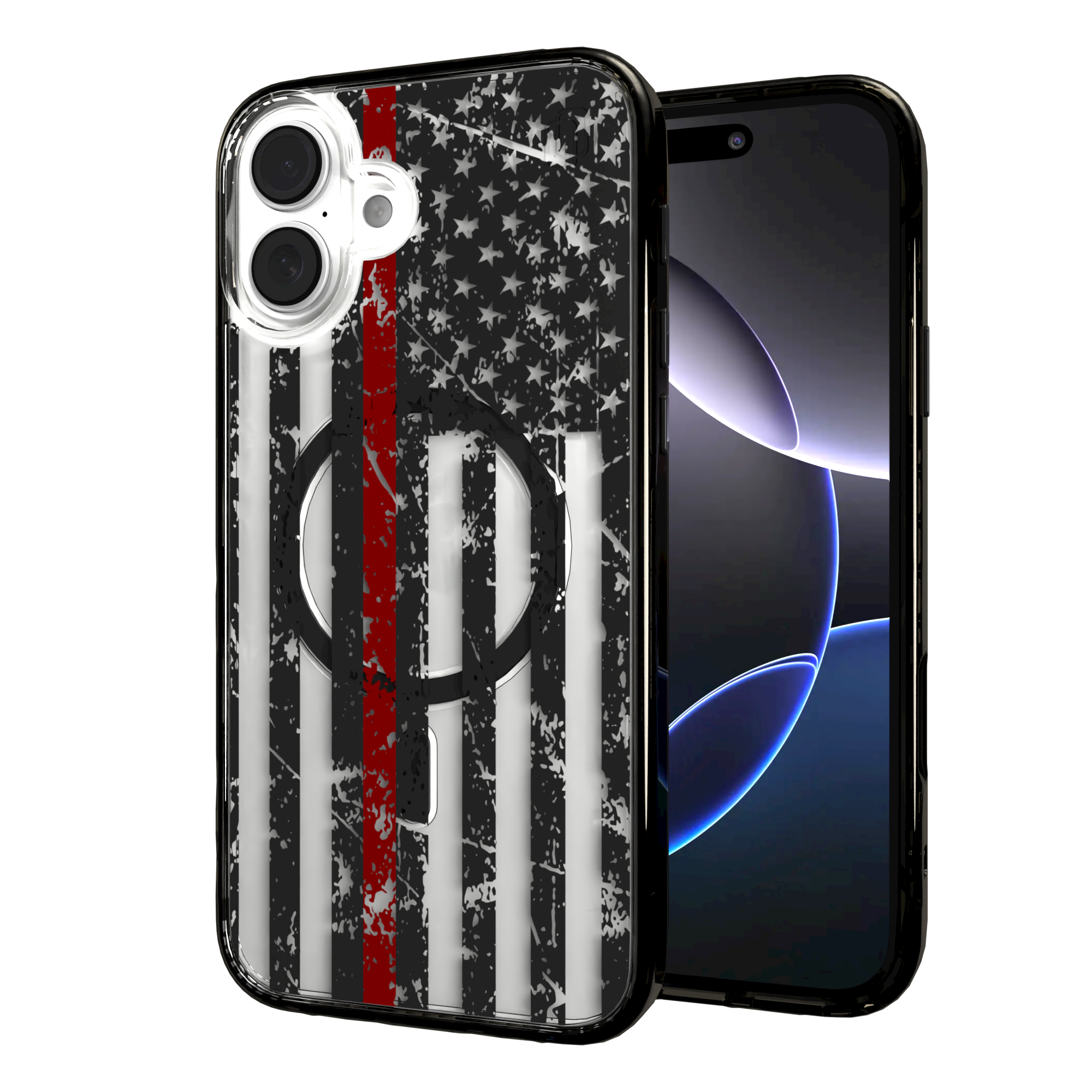 iPhone 16 Series | MagSafe | Red, White & Blue Case Collection | Thin Red Line Red Line / iPhone 16 Plus / Black