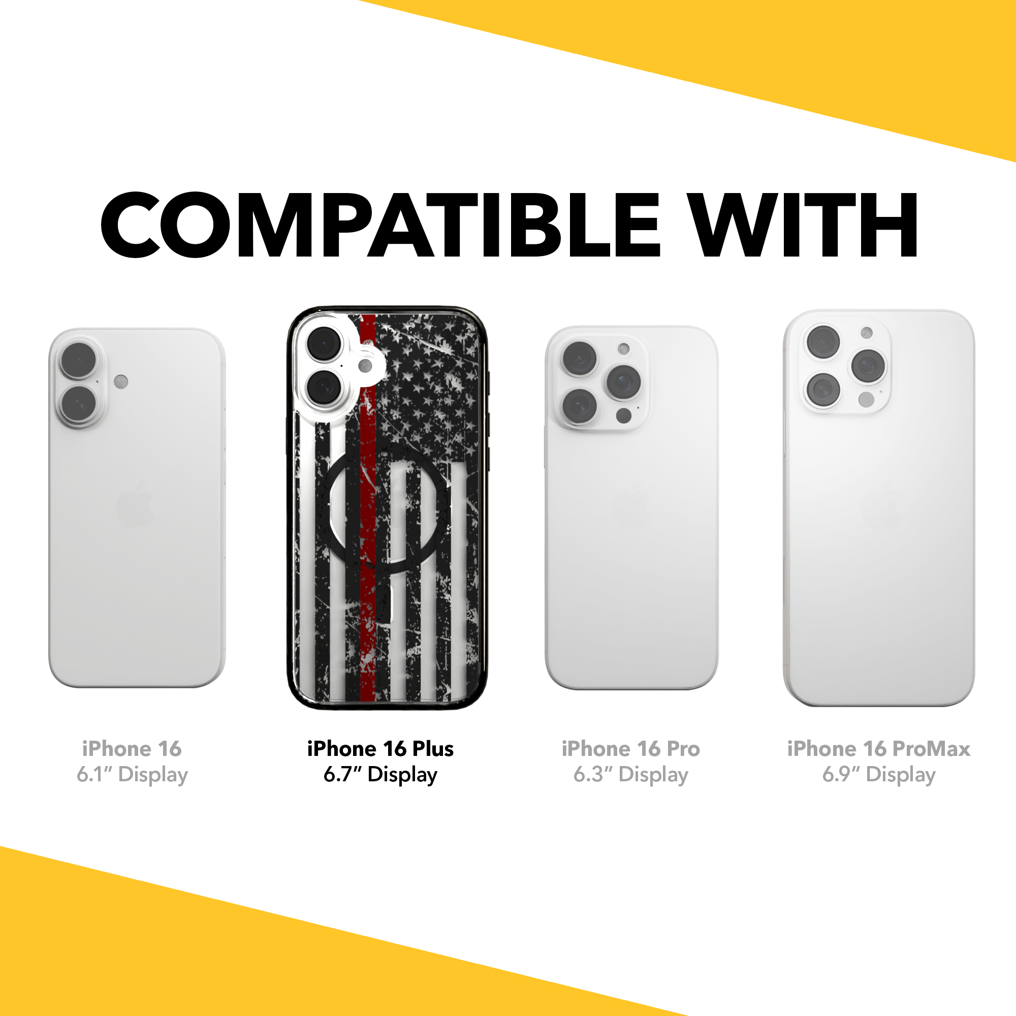 iPhone 16 Series | MagSafe | Red, White & Blue Case Collection | Thin Red Line Red Line / iPhone 16 Plus / Black