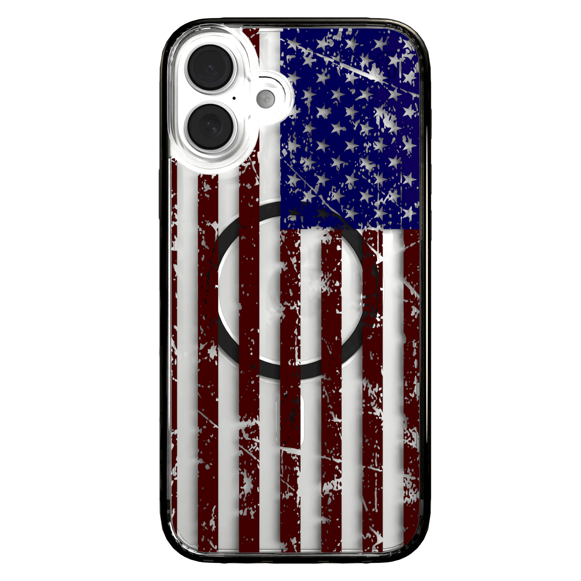 iPhone 16 Series | MagSafe | Red, White & Blue Case Collection | Old Glory Weathered American Flag Old Glory / iPhone 16 Plus / Black