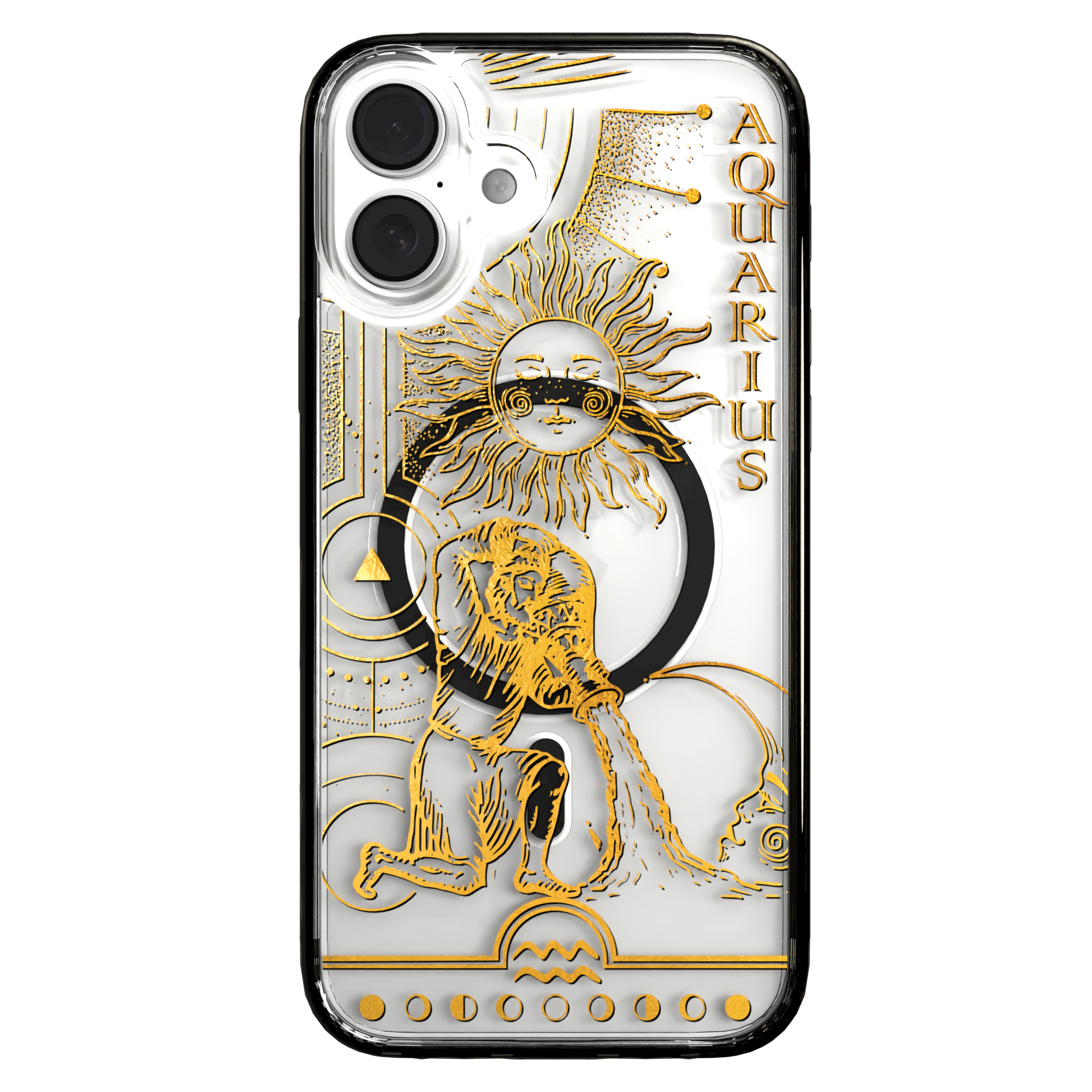 iPhone 16 Series | MagSafe | Zodiac Collection | Aquarius Aquarius Gold / iPhone 16 Plus / Black