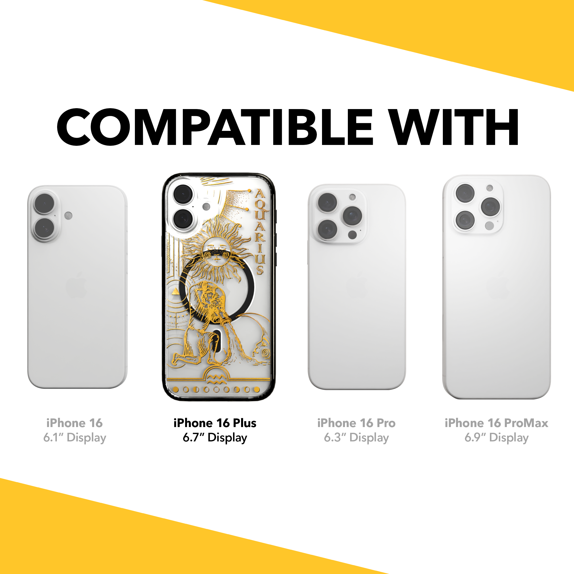 iPhone 16 Series | MagSafe | Zodiac Collection | Aquarius Aquarius Gold / iPhone 16 Plus / Black
