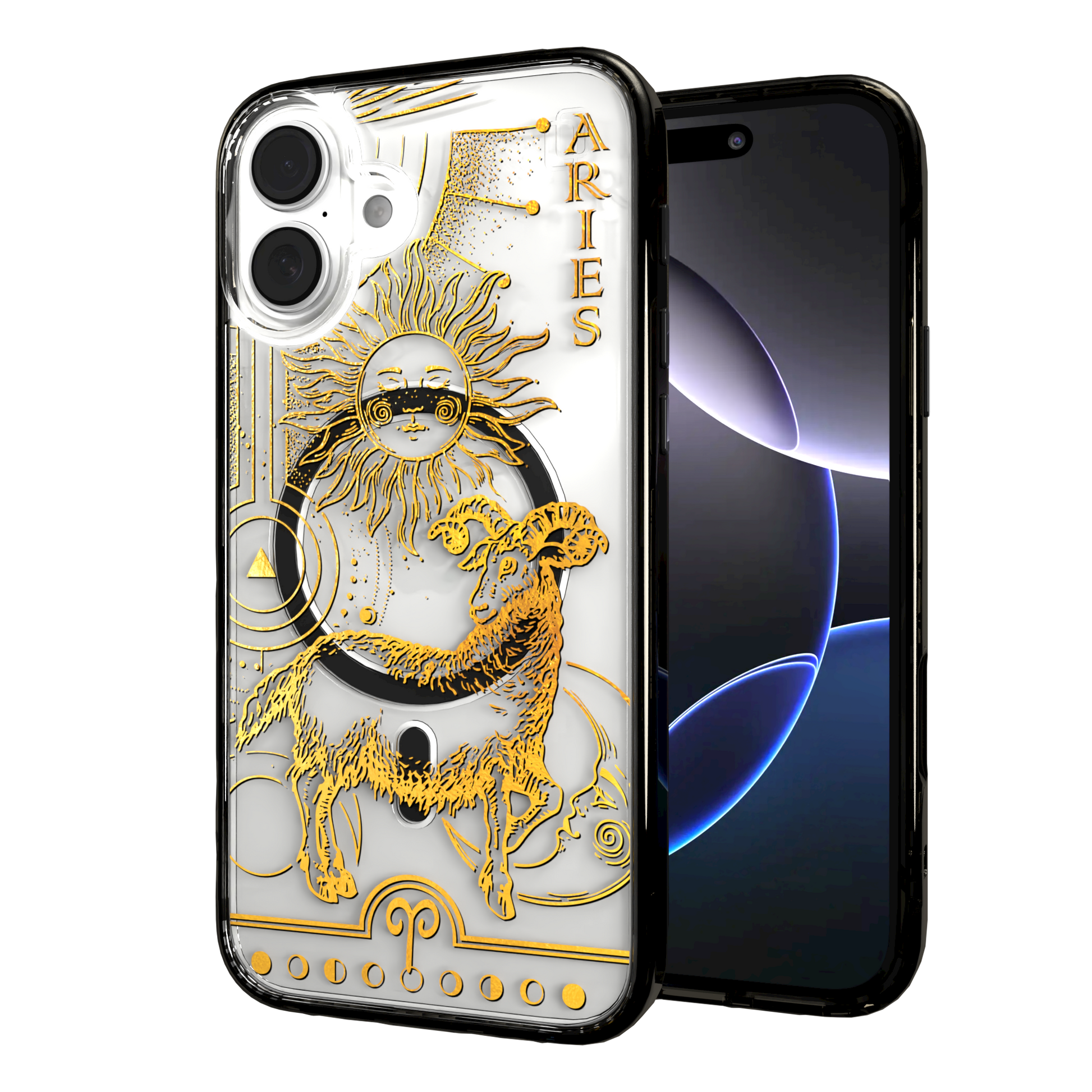 iPhone 16 Series | MagSafe | Zodiac Collection | Aries Aries Gold / iPhone 16 Plus / Black