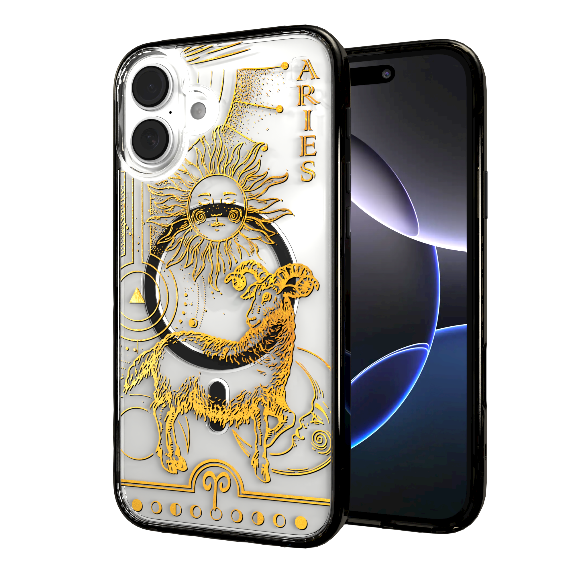 iPhone 16 Series | MagSafe | Zodiac Collection | Aries Aries Gold / iPhone 16 Plus / Black