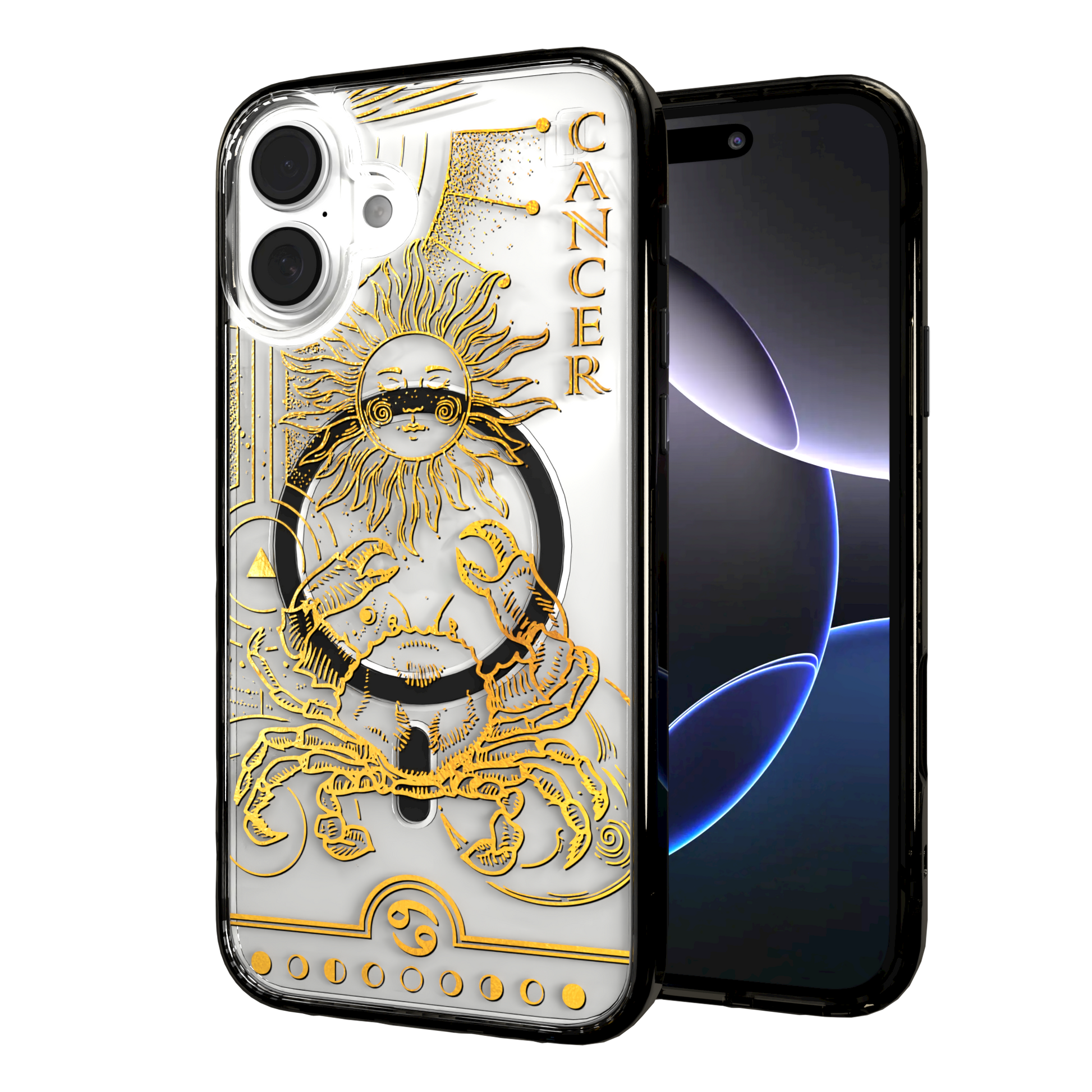 iPhone 16 Series | MagSafe | Zodiac Collection | Cancer Cancer Gold / iPhone 16 Plus / Black