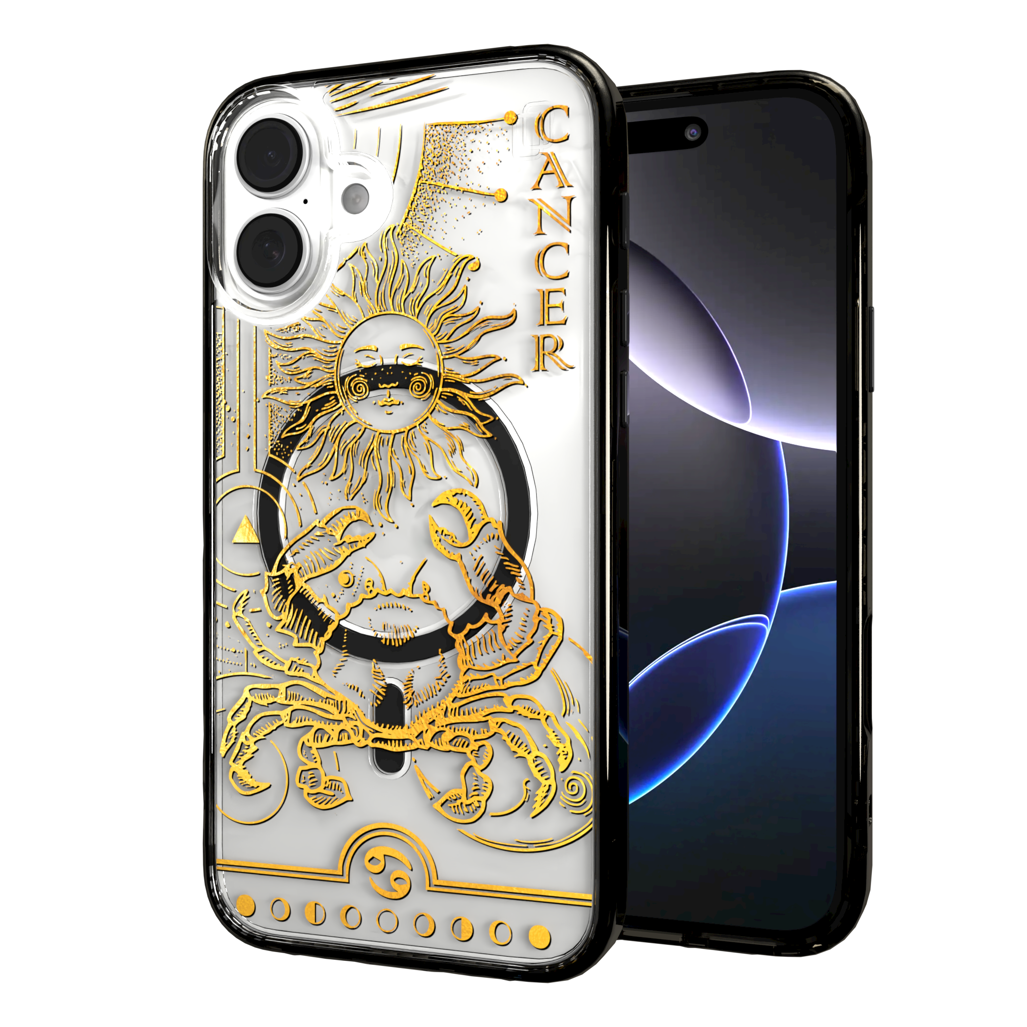 iPhone 16 Series | MagSafe | Zodiac Collection | Cancer Cancer Gold / iPhone 16 Plus / Black