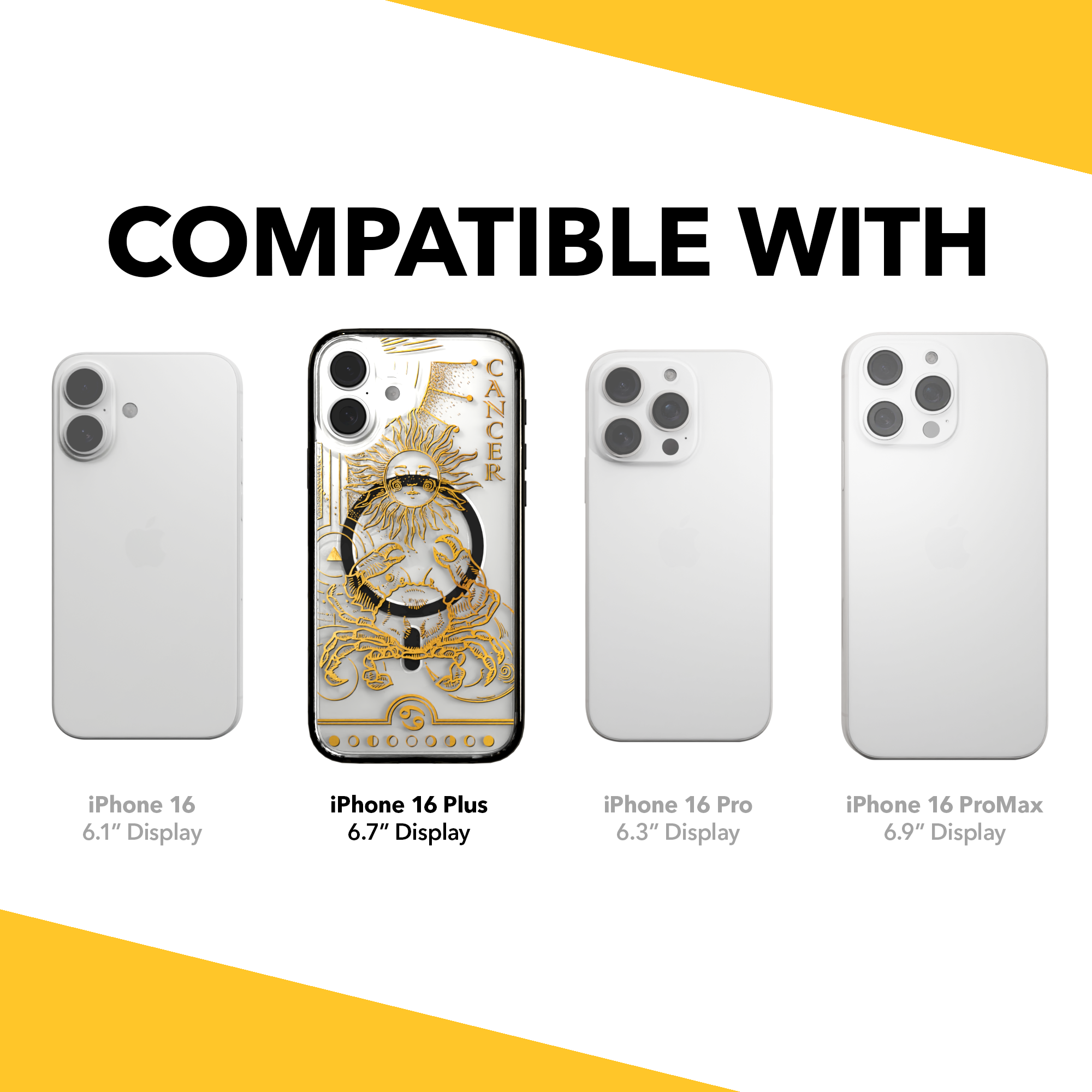 iPhone 16 Series | MagSafe | Zodiac Collection | Cancer Cancer Gold / iPhone 16 Plus / Black