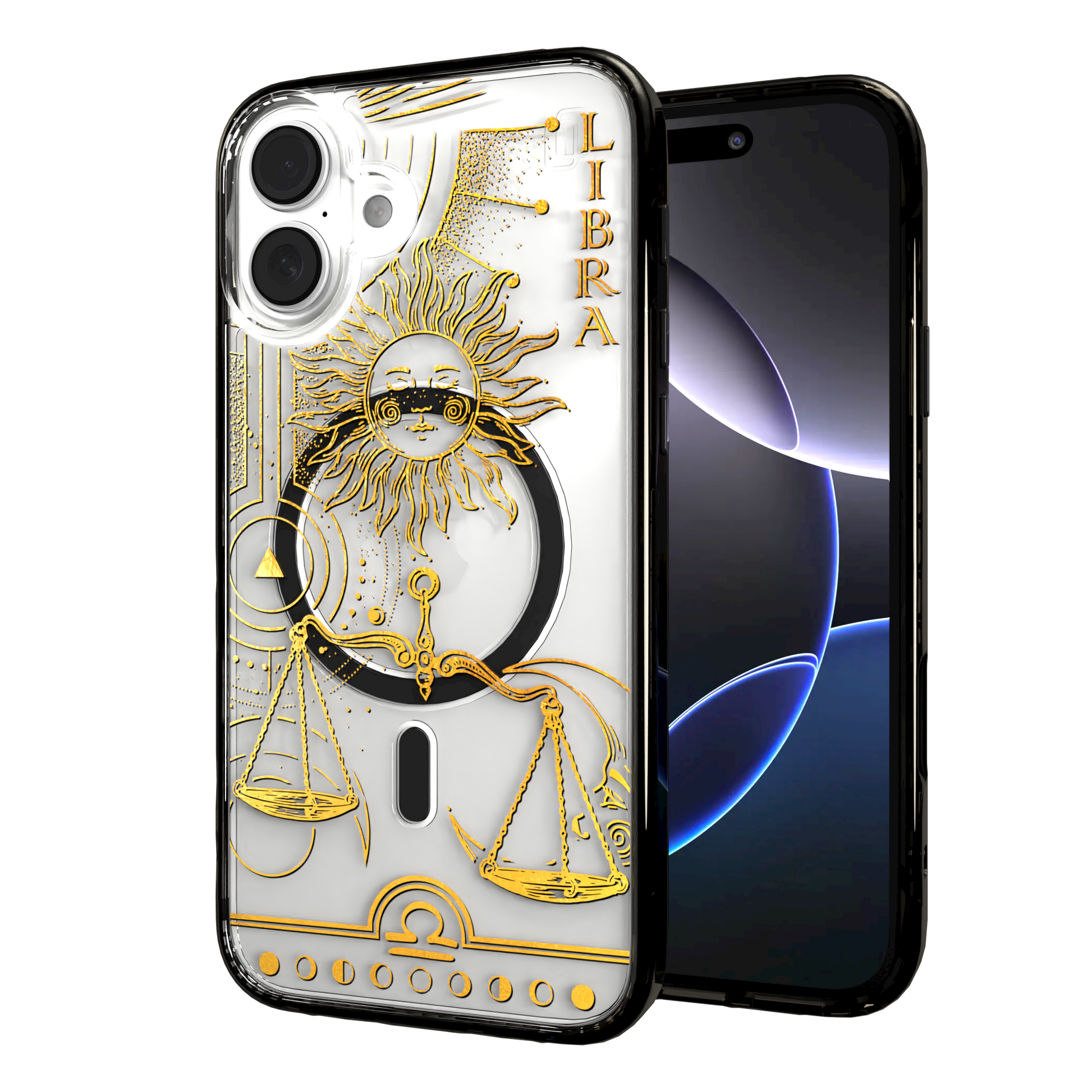 iPhone 16 Series | MagSafe | Zodiac Collection | Libra Libra Gold / iPhone 16 Plus / Black