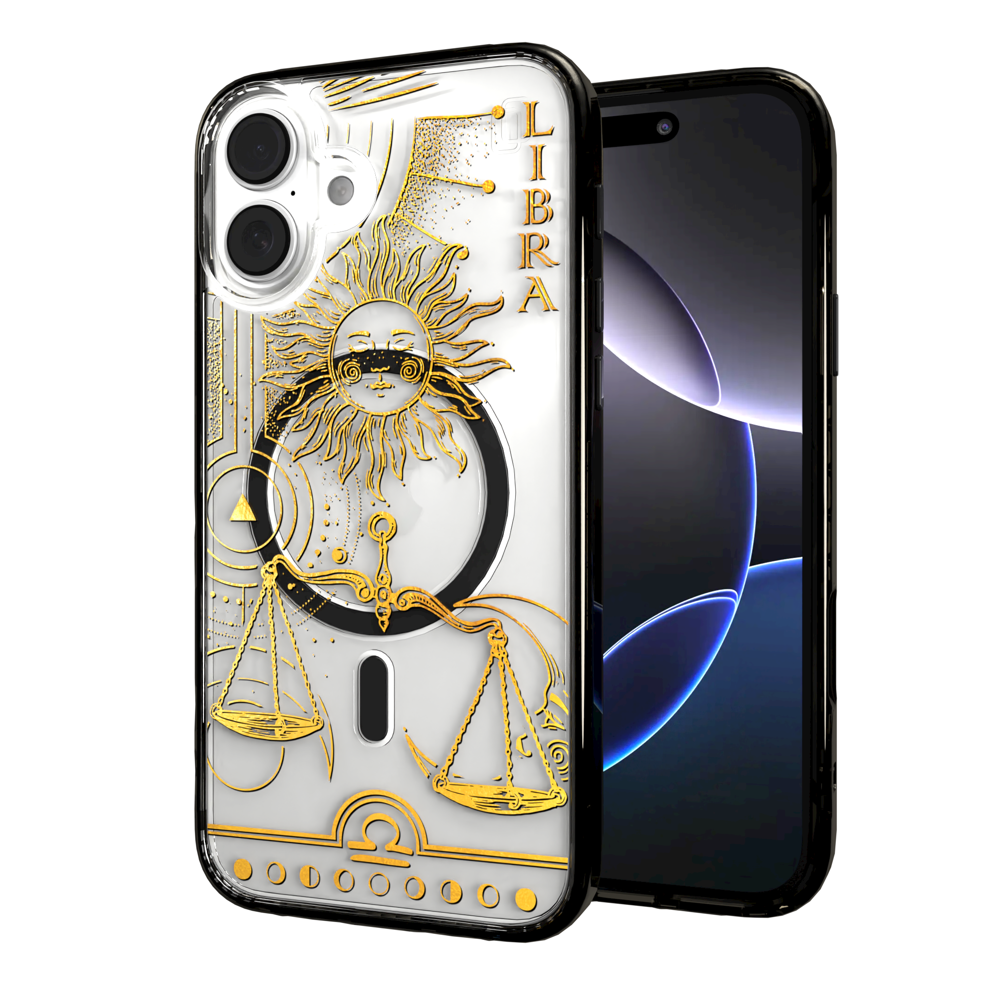 iPhone 16 Series | MagSafe | Zodiac Collection | Libra Libra Gold / iPhone 16 Plus / Black