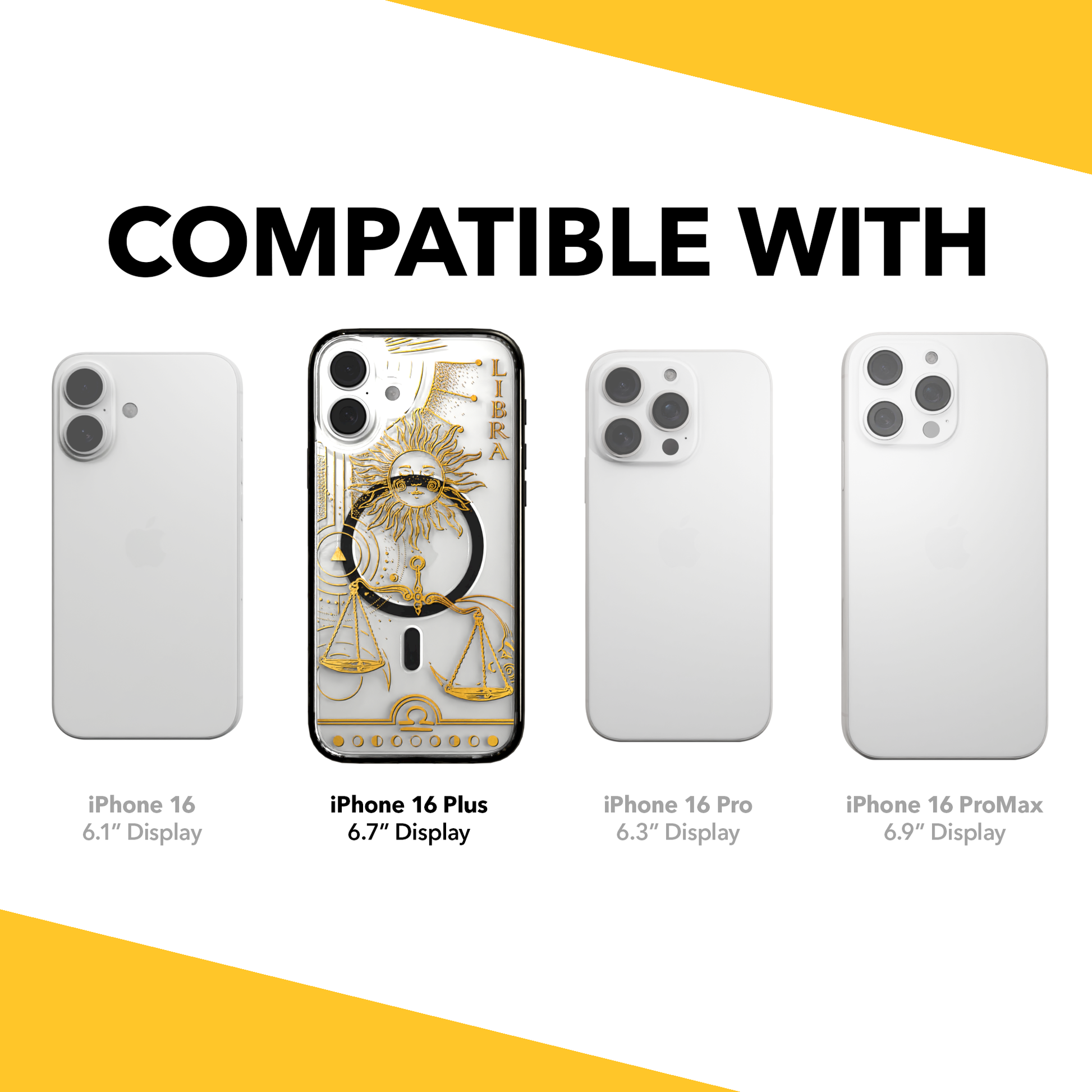 iPhone 16 Series | MagSafe | Zodiac Collection | Libra Libra Gold / iPhone 16 Plus / Black
