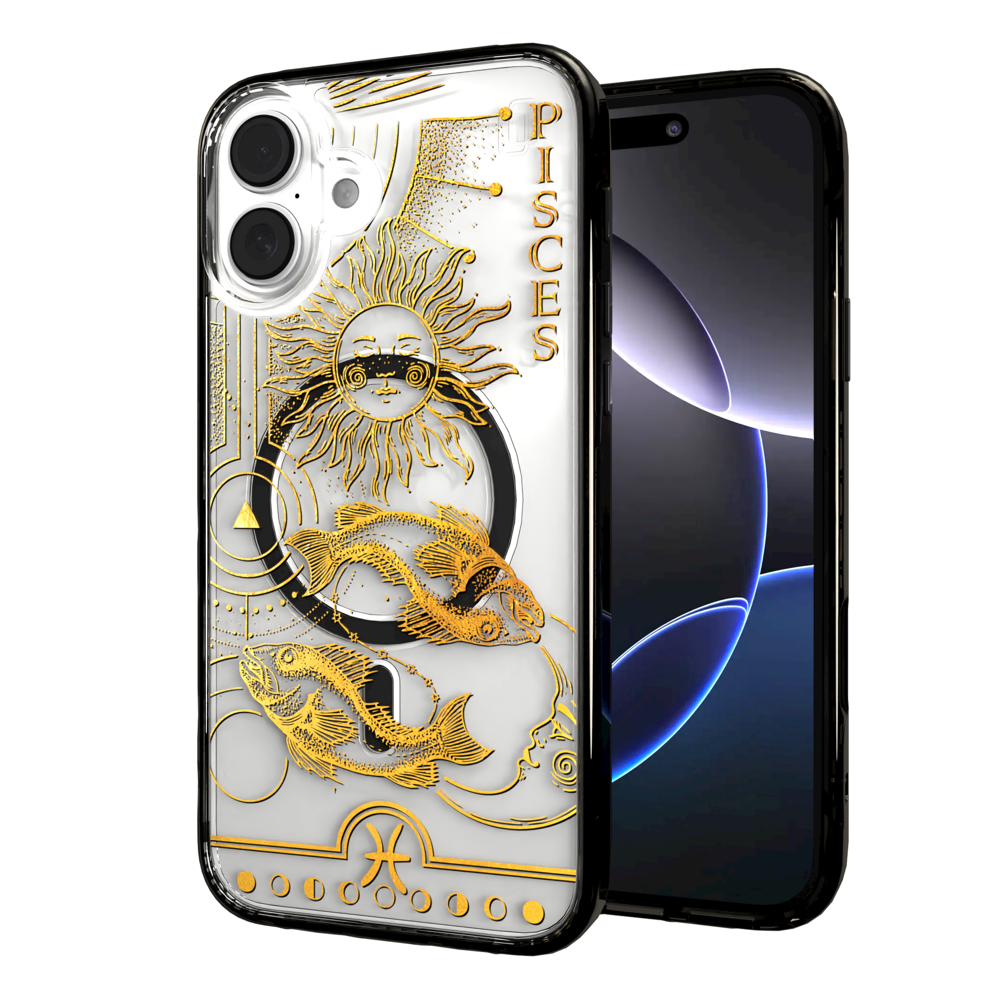 iPhone 16 Series | MagSafe | Zodiac Collection | Pisces Pisces Gold / iPhone 16 Plus / Black