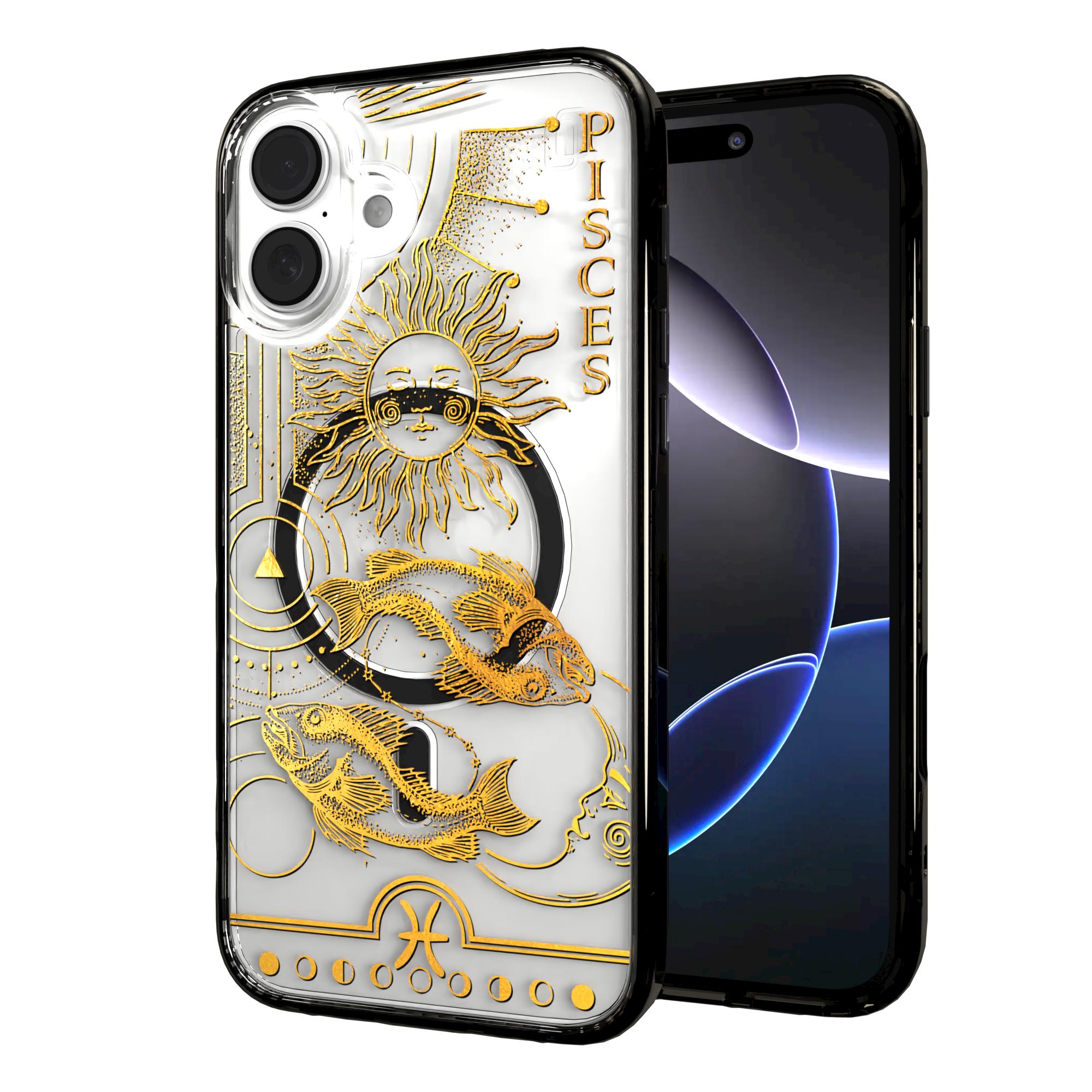 iPhone 16 Series | MagSafe | Zodiac Collection | Pisces Pisces Gold / iPhone 16 Plus / Black