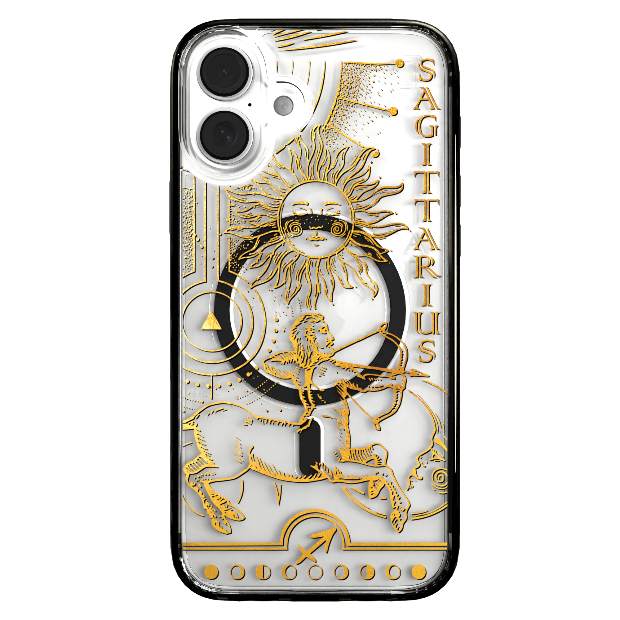 iPhone 16 Series | MagSafe | Zodiac Collection | Sagitarius Sagittarius Gold / iPhone 16 Plus / Black