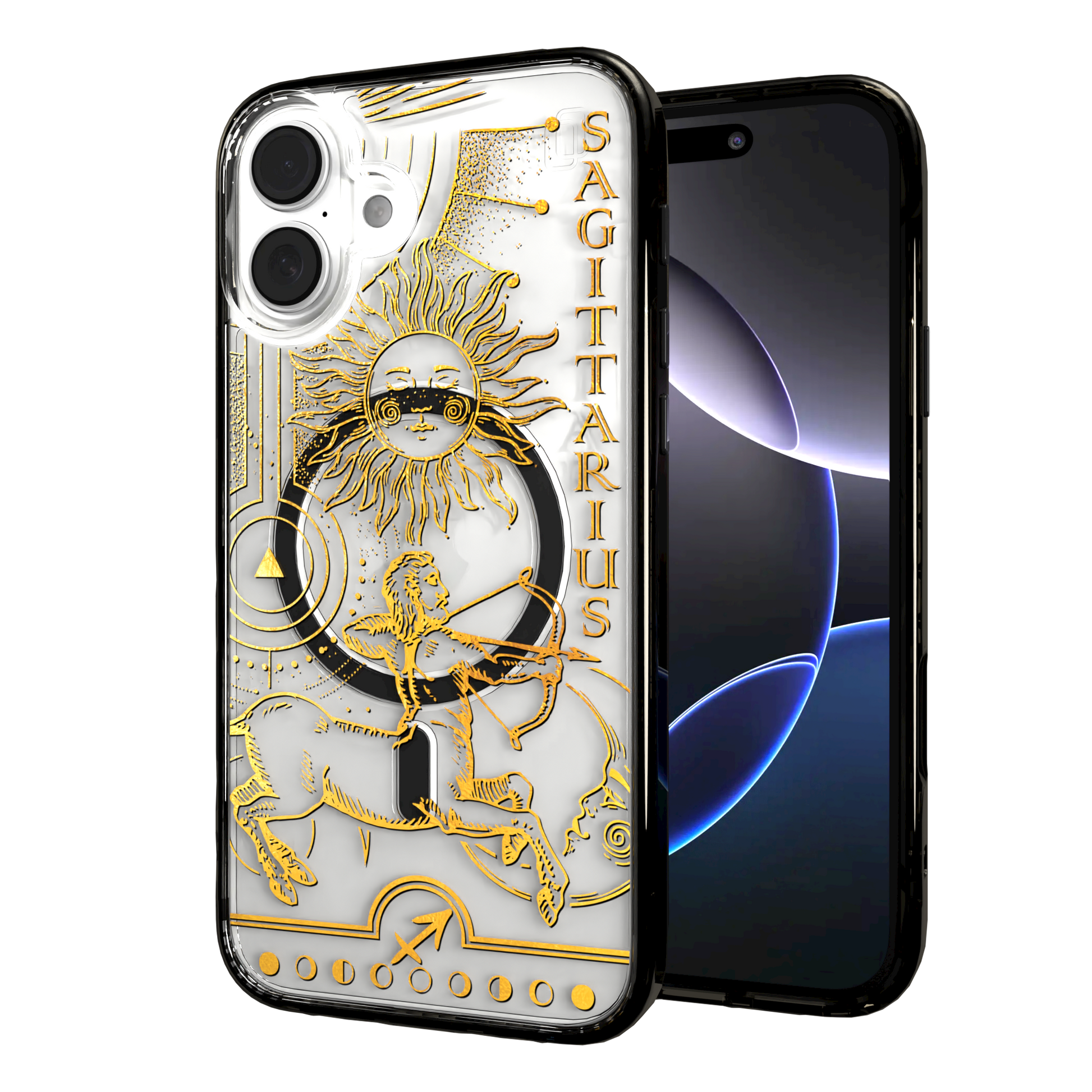 iPhone 16 Series | MagSafe | Zodiac Collection | Sagitarius Sagittarius Gold / iPhone 16 Plus / Black