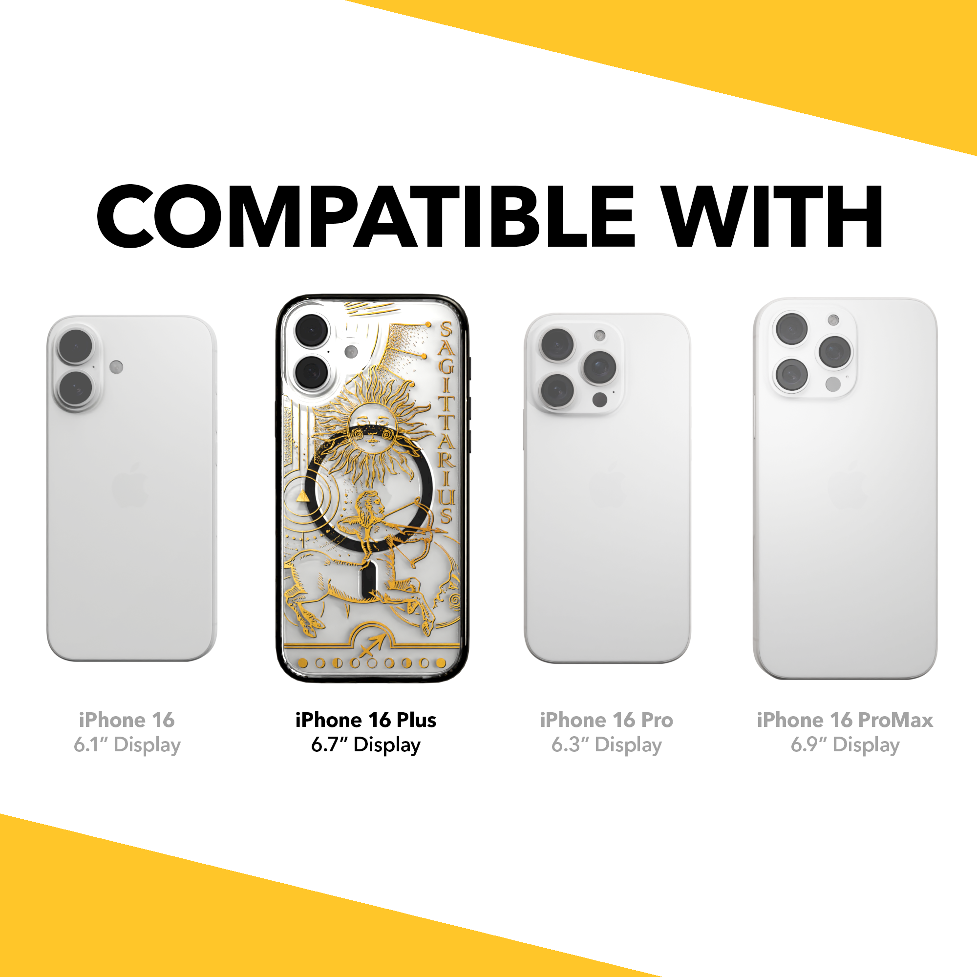iPhone 16 Series | MagSafe | Zodiac Collection | Sagitarius Sagittarius Gold / iPhone 16 Plus / Black