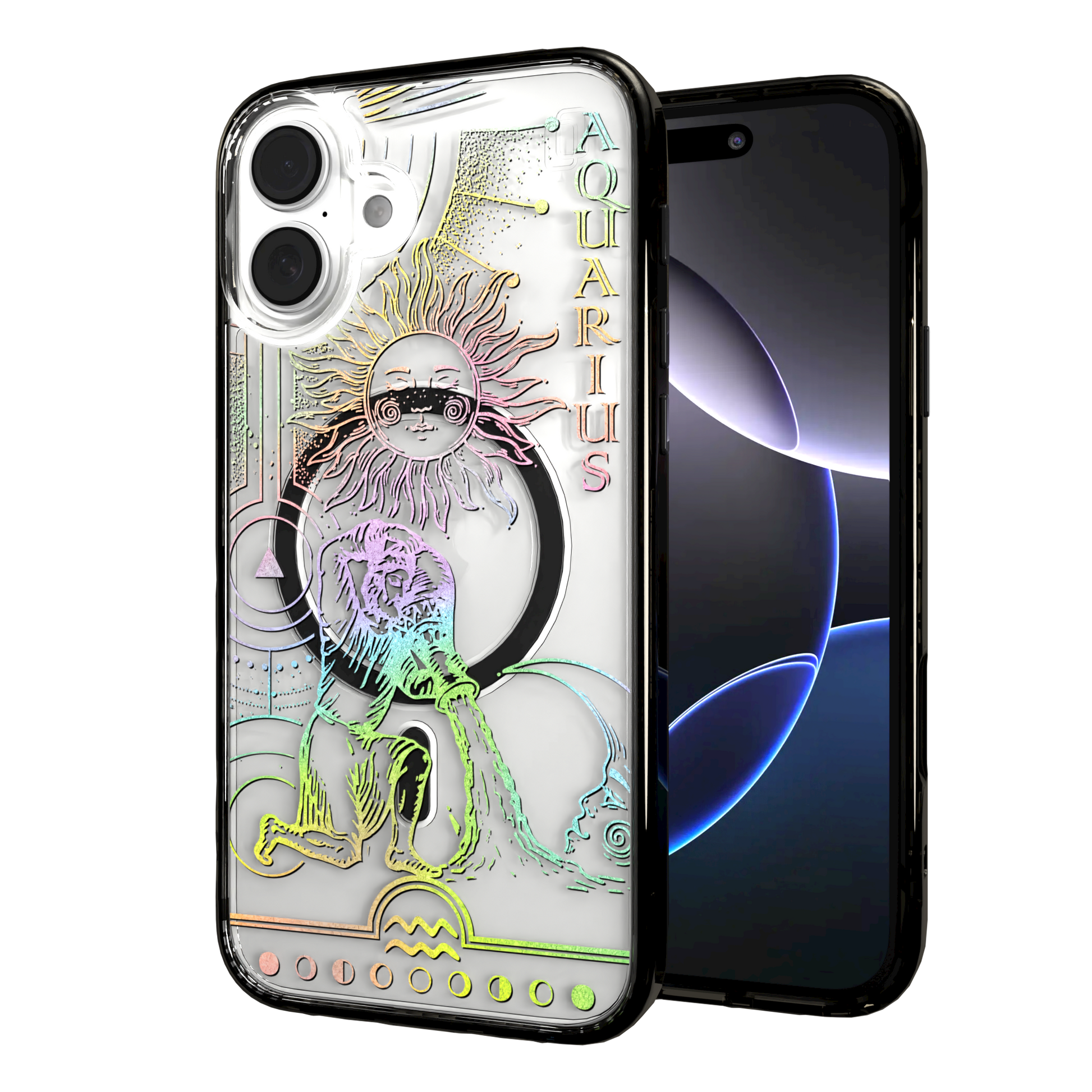 iPhone 16 Series | MagSafe | Zodiac Collection | Aquarius Aquarius Rainbow / iPhone 16 Plus / Black