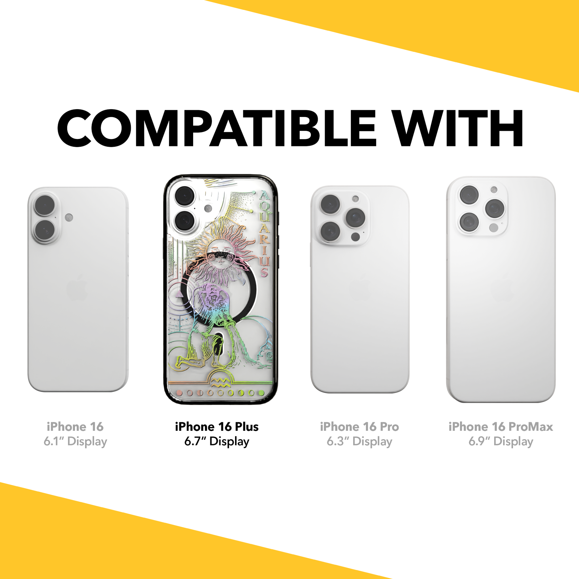 iPhone 16 Series | MagSafe | Zodiac Collection | Aquarius Aquarius Rainbow / iPhone 16 Plus / Black