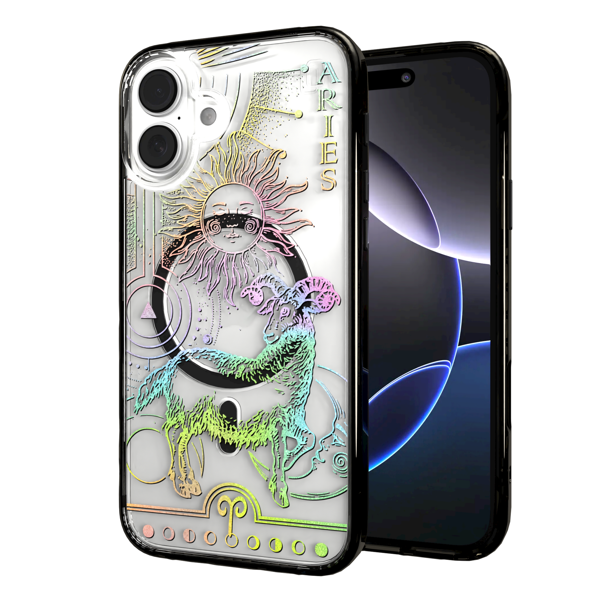iPhone 16 Series | MagSafe | Zodiac Collection | Aries Aries Rainbow / iPhone 16 Plus / Black