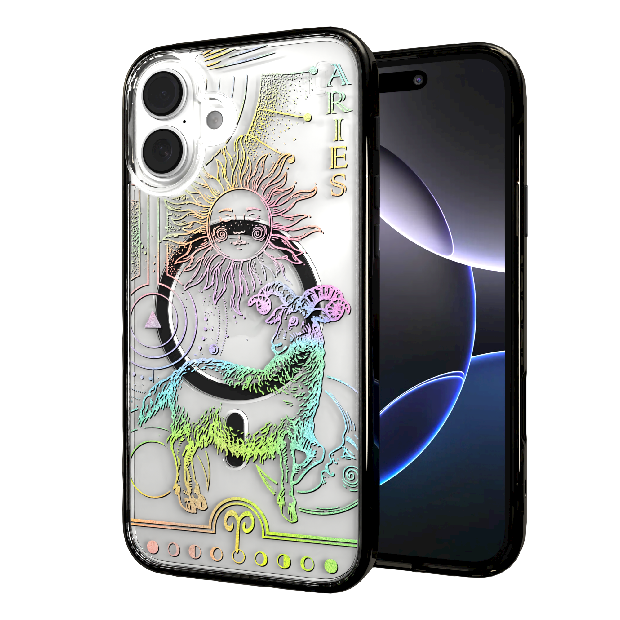 iPhone 16 Series | MagSafe | Zodiac Collection | Aries Aries Rainbow / iPhone 16 Plus / Black