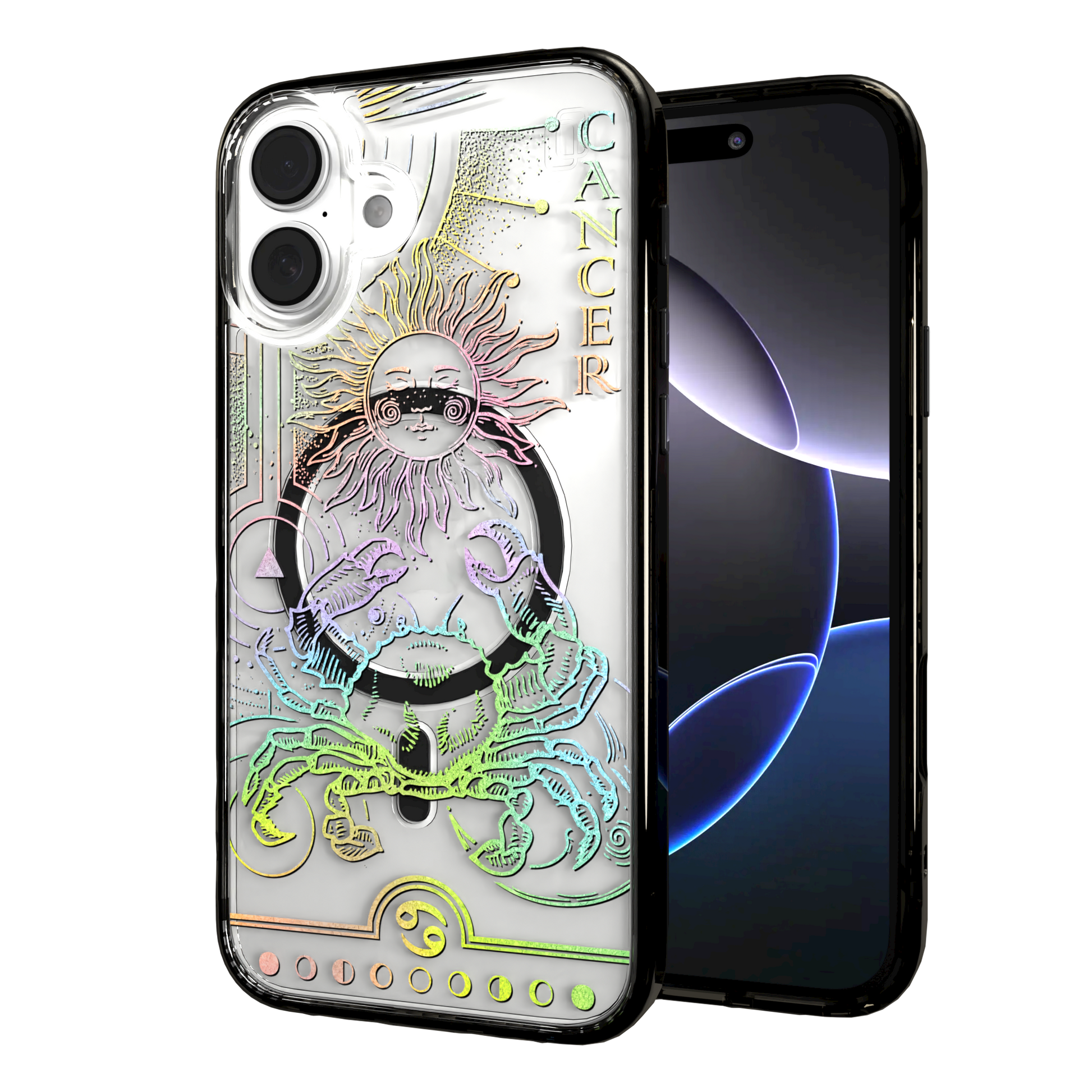 iPhone 16 Series | MagSafe | Zodiac Collection | Cancer Cancer Rainbow / iPhone 16 Plus / Black