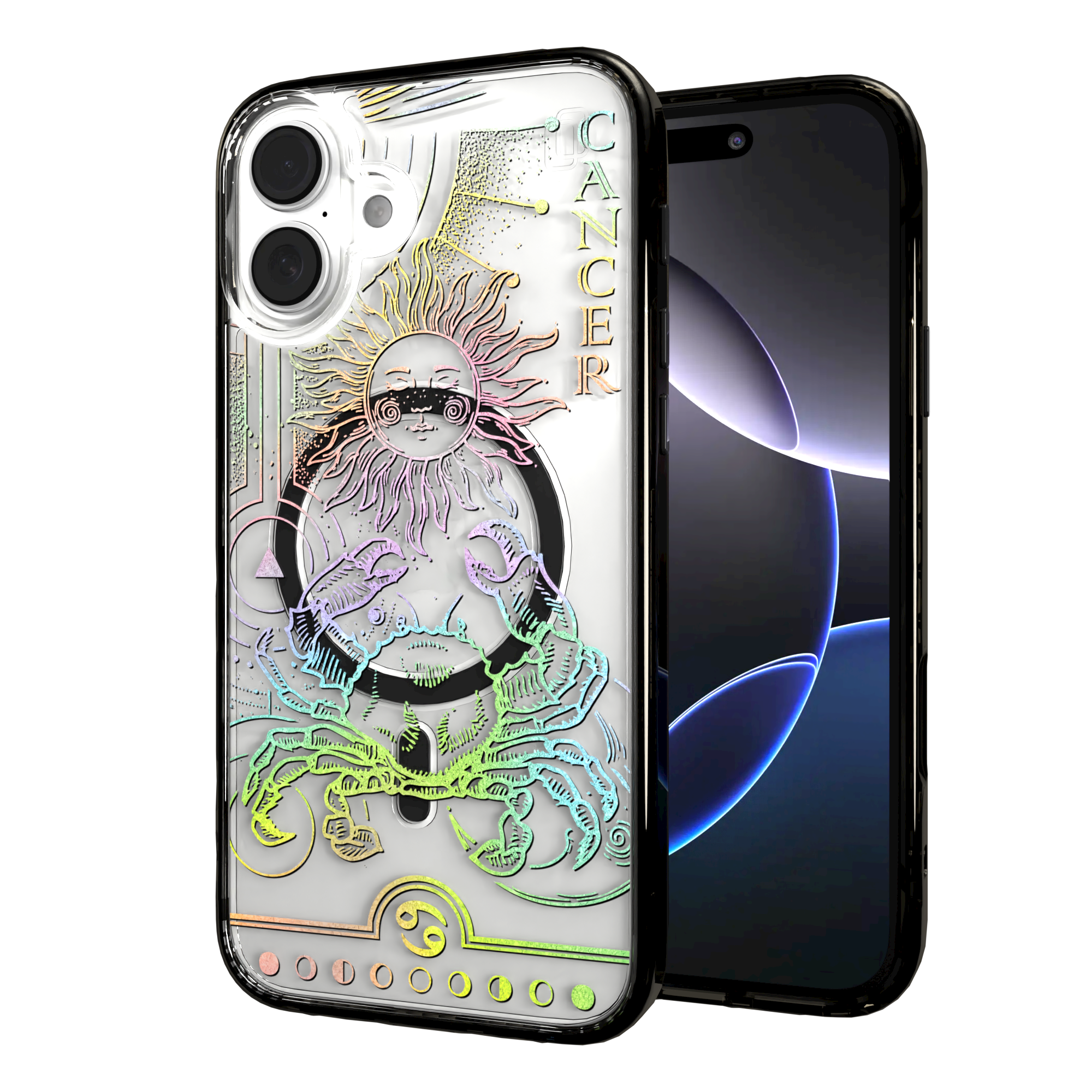 iPhone 16 Series | MagSafe | Zodiac Collection | Cancer Cancer Rainbow / iPhone 16 Plus / Black