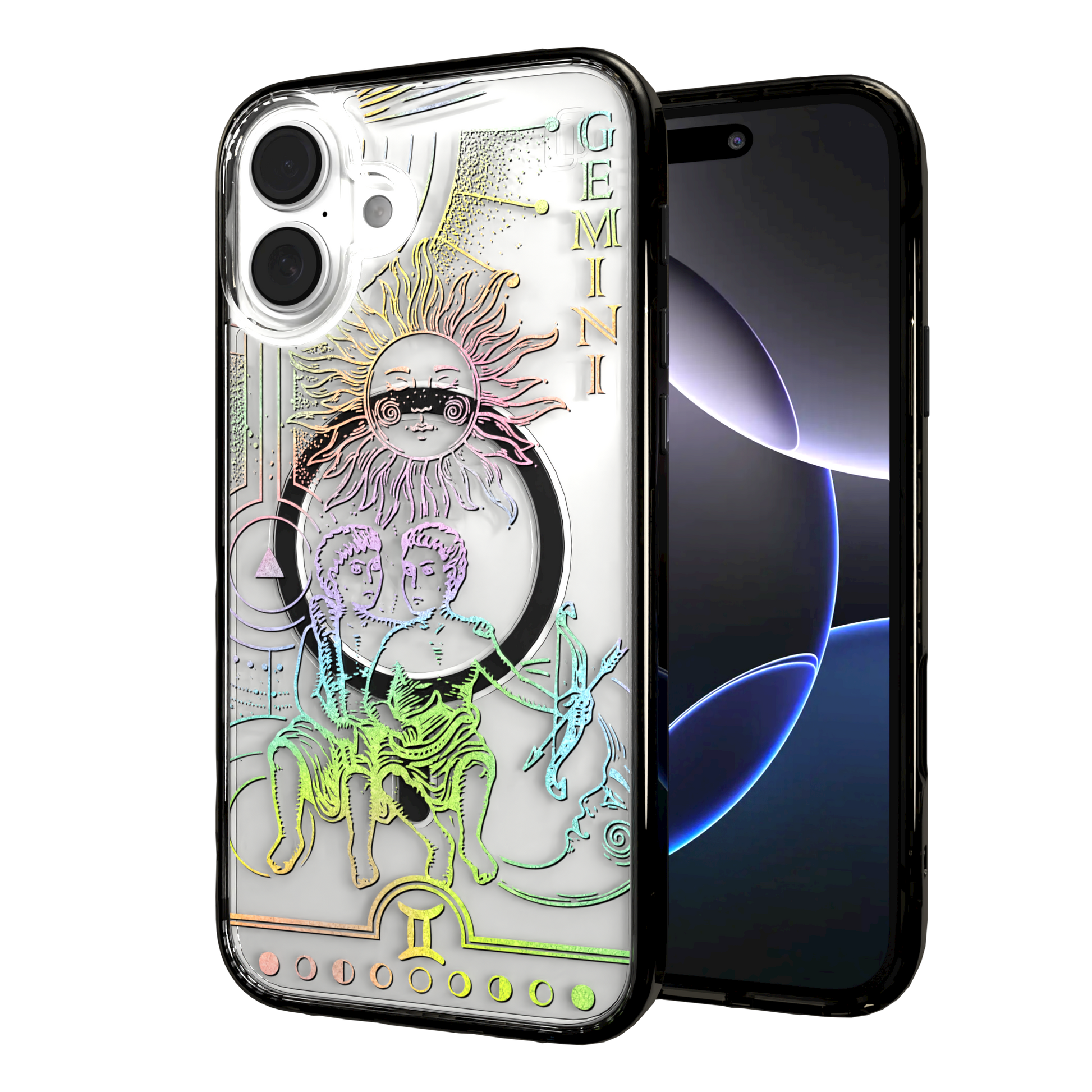 iPhone 16 Series | MagSafe | Zodiac Collection | Gemini Gemini Rainbow / iPhone 16 Plus / Black