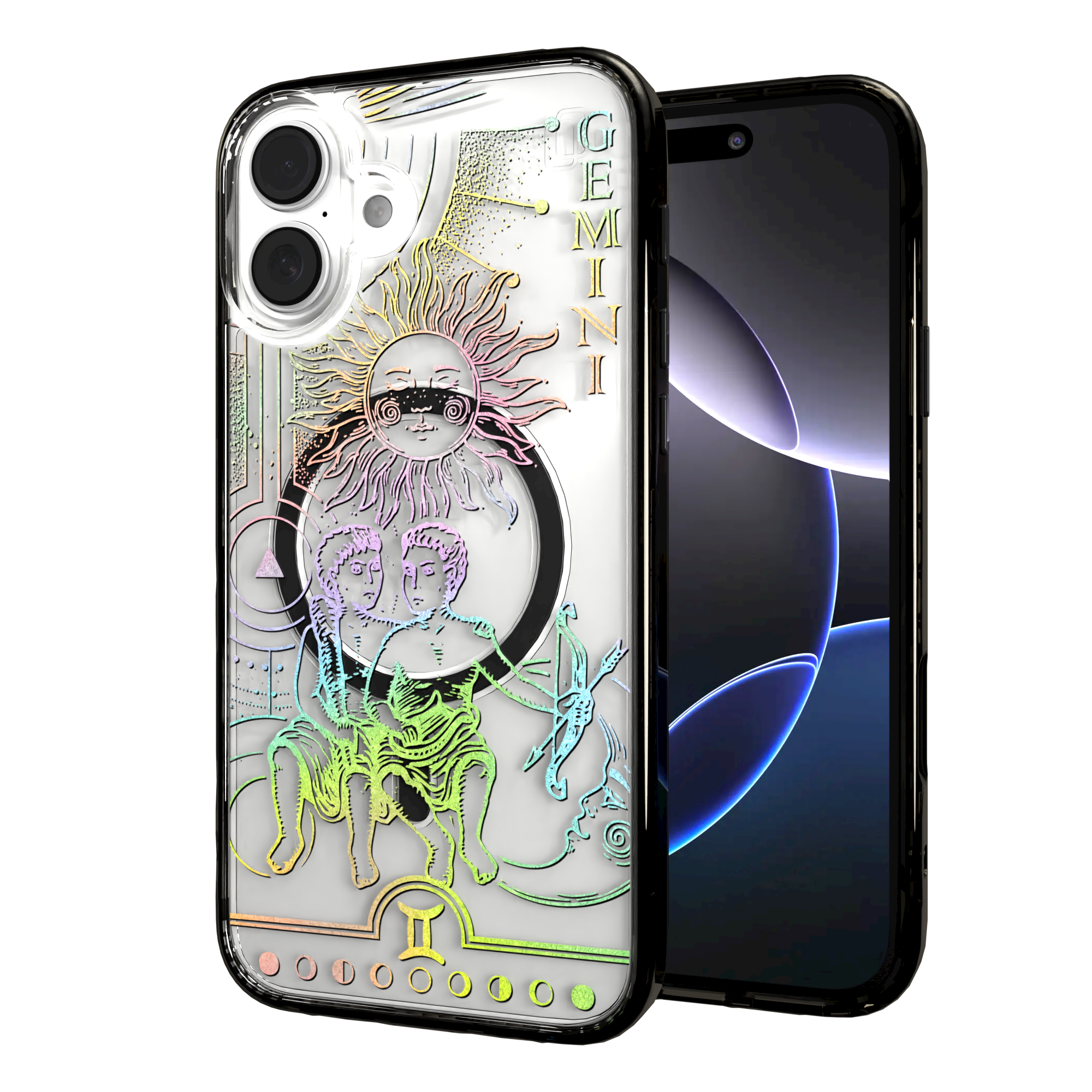 iPhone 16 Series | MagSafe | Zodiac Collection | Gemini Gemini Rainbow / iPhone 16 Plus / Black