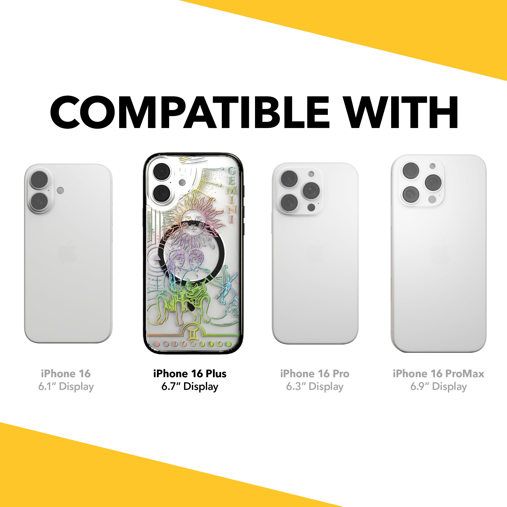iPhone 16 Series | MagSafe | Zodiac Collection | Gemini Gemini Rainbow / iPhone 16 Plus / Black
