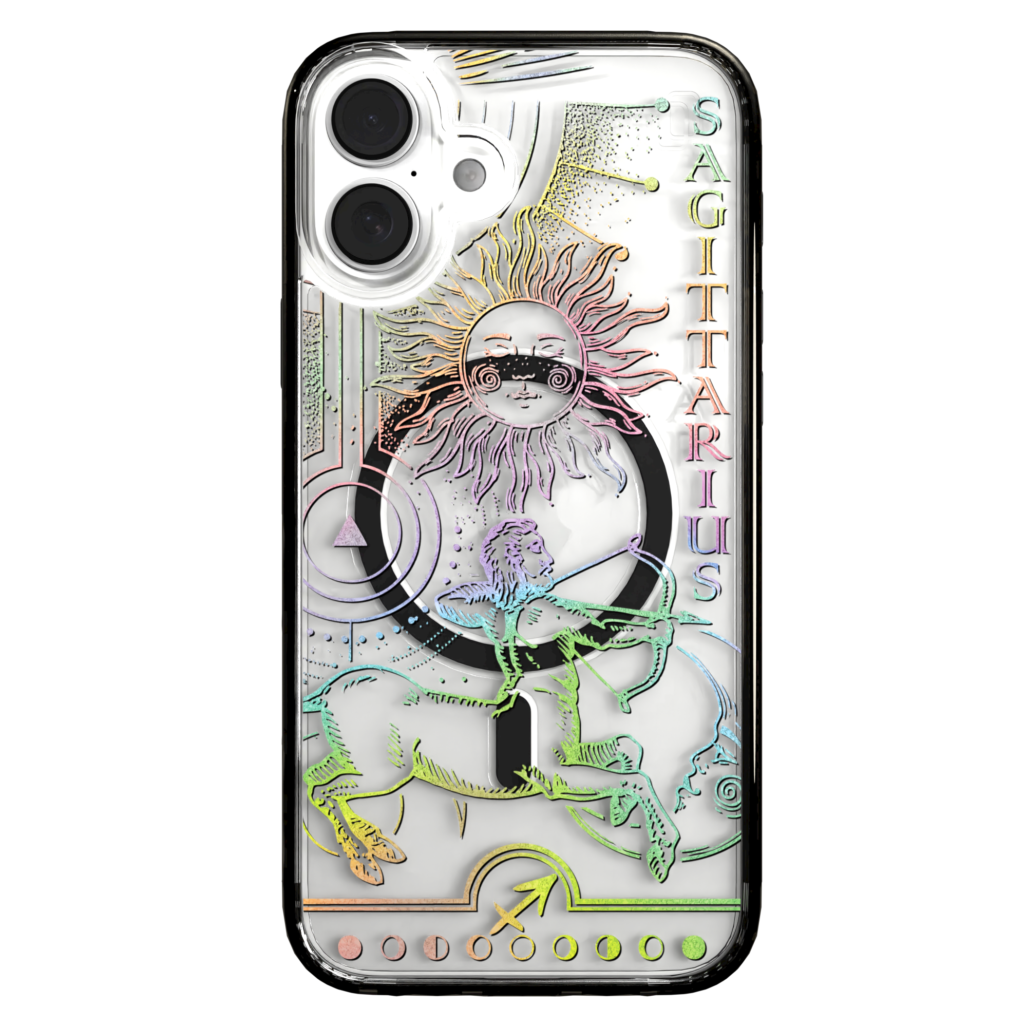 iPhone 16 Series | MagSafe | Zodiac Collection | Sagitarius Sagittarius Rainbow / iPhone 16 Plus / Black