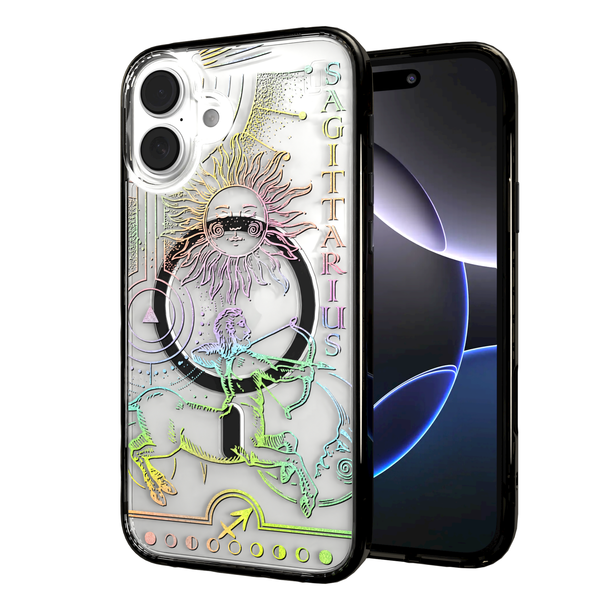 iPhone 16 Series | MagSafe | Zodiac Collection | Sagitarius Sagittarius Rainbow / iPhone 16 Plus / Black