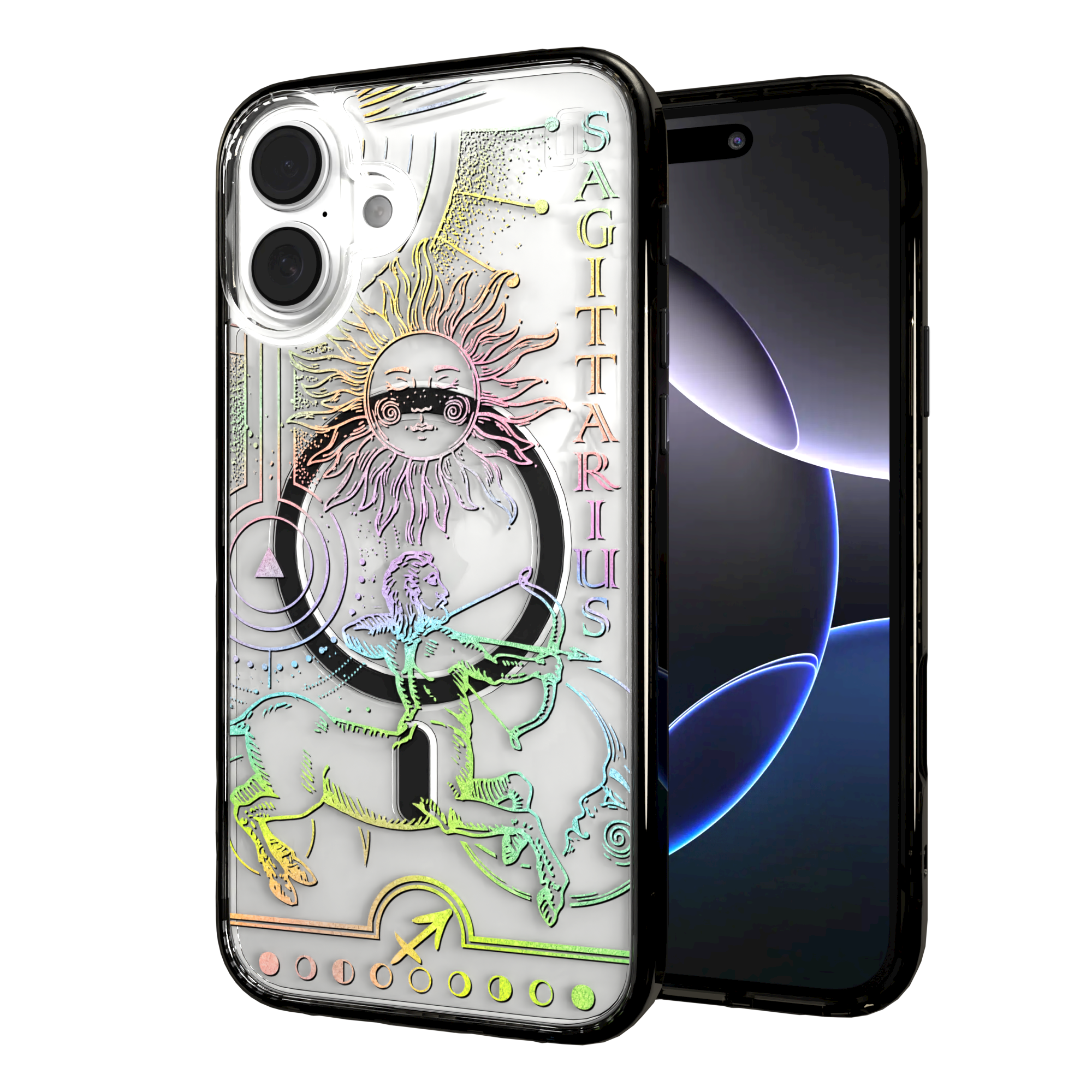 iPhone 16 Series | MagSafe | Zodiac Collection | Sagitarius Sagittarius Rainbow / iPhone 16 Plus / Black