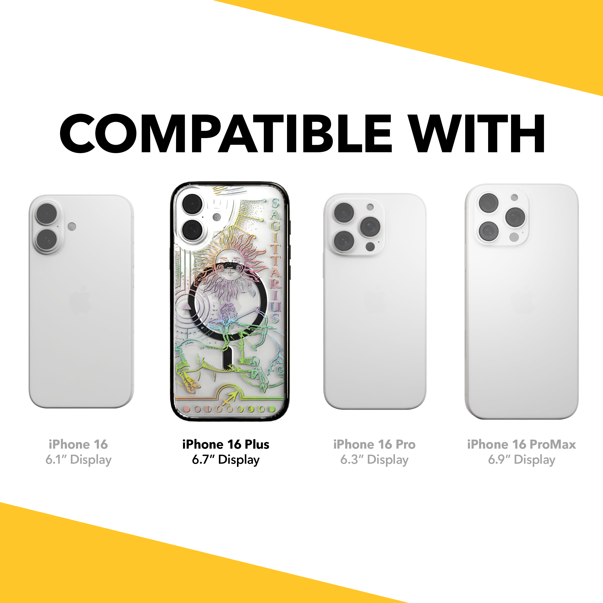 iPhone 16 Series | MagSafe | Zodiac Collection | Sagitarius Sagittarius Rainbow / iPhone 16 Plus / Black