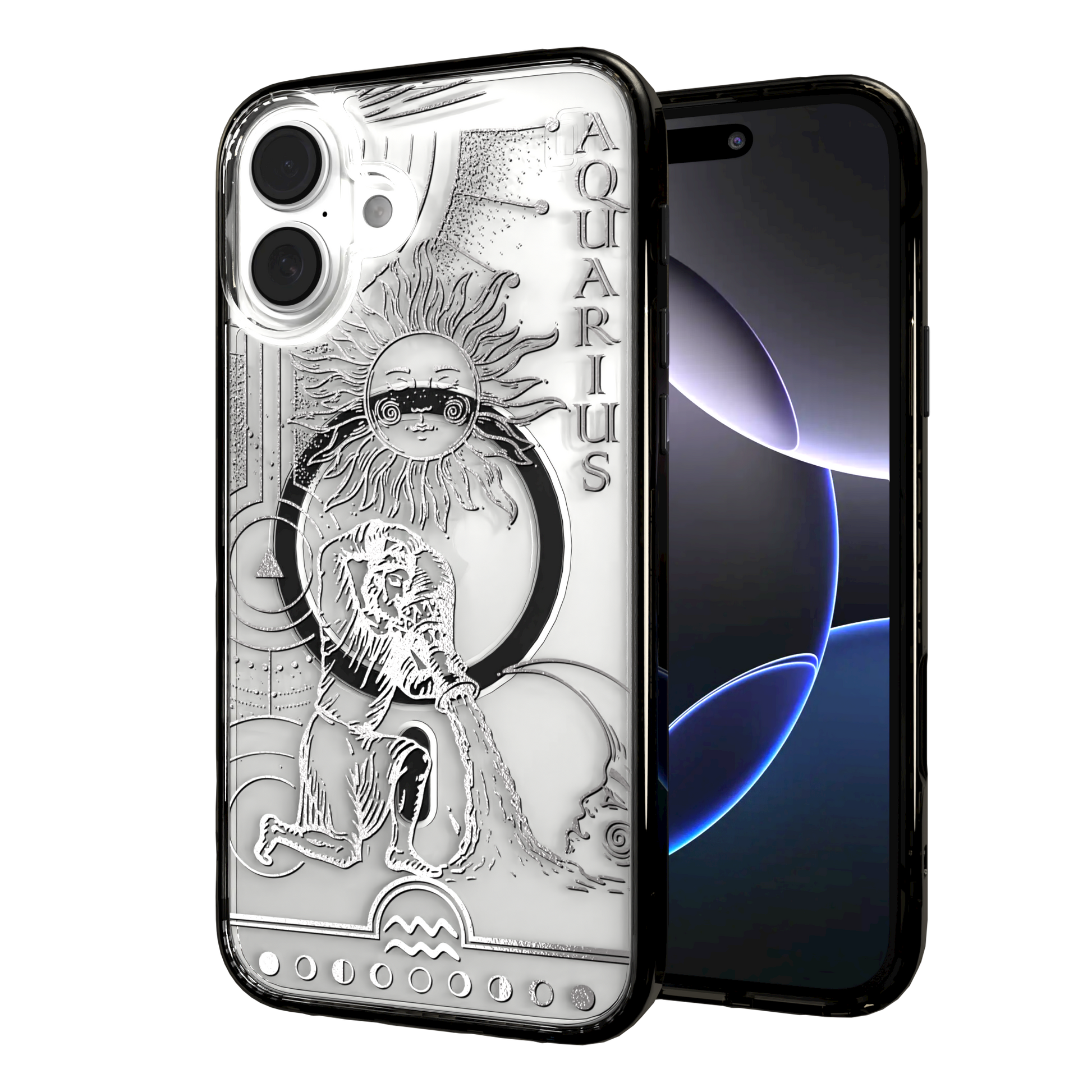 iPhone 16 Series | MagSafe | Zodiac Collection | Aquarius Aquarius Silver / iPhone 16 Plus / Black