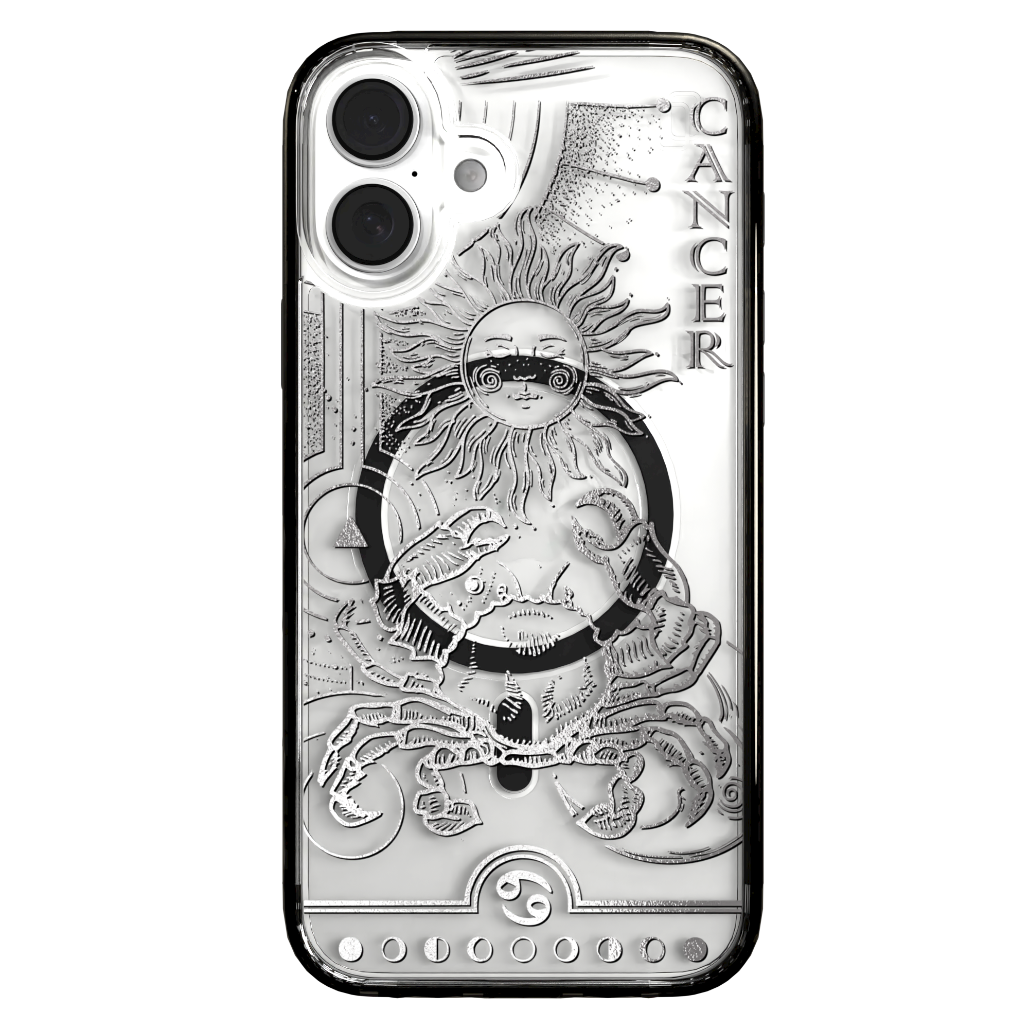 iPhone 16 Series | MagSafe | Zodiac Collection | Cancer Cancer Silver / iPhone 16 Plus / Black