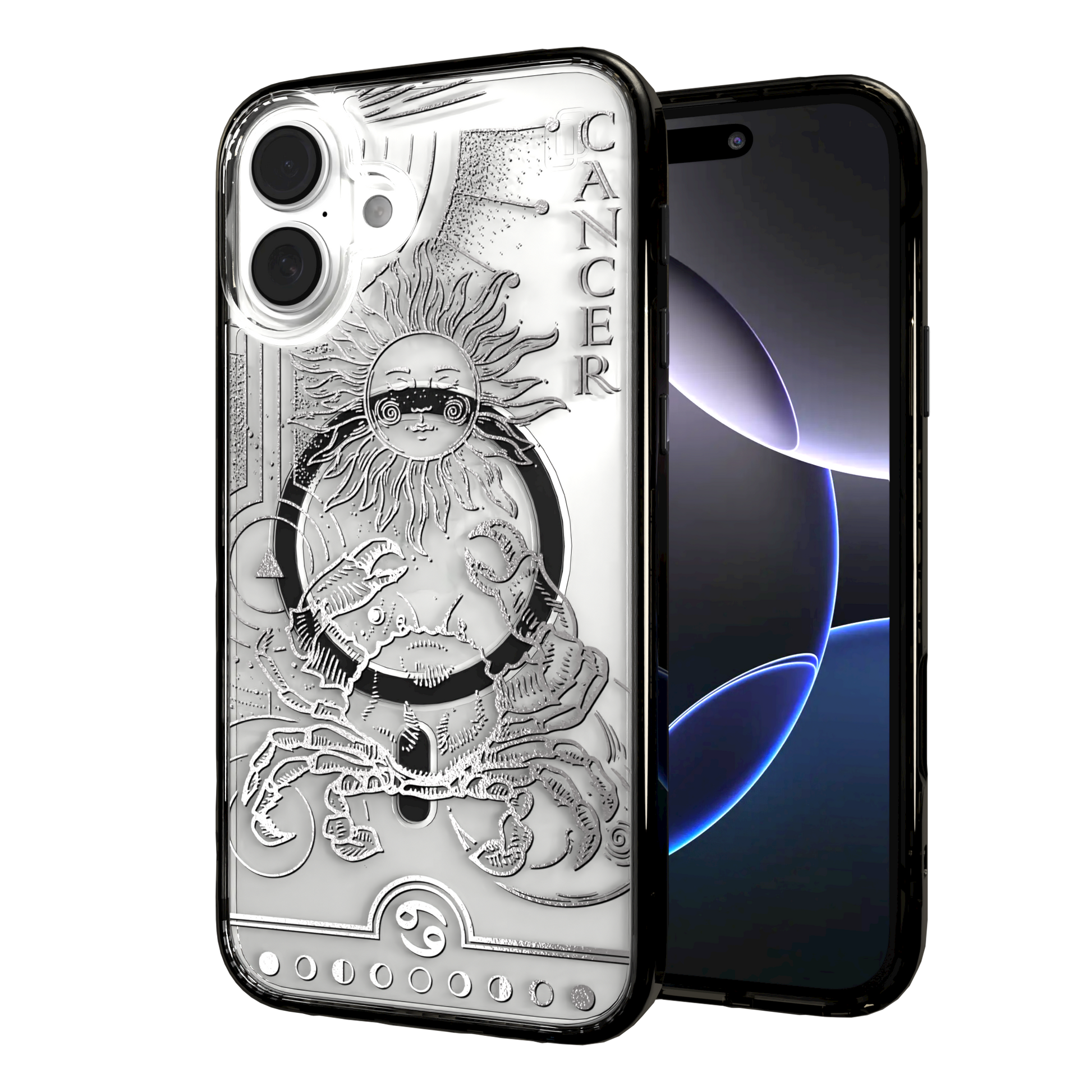 iPhone 16 Series | MagSafe | Zodiac Collection | Cancer Cancer Silver / iPhone 16 Plus / Black