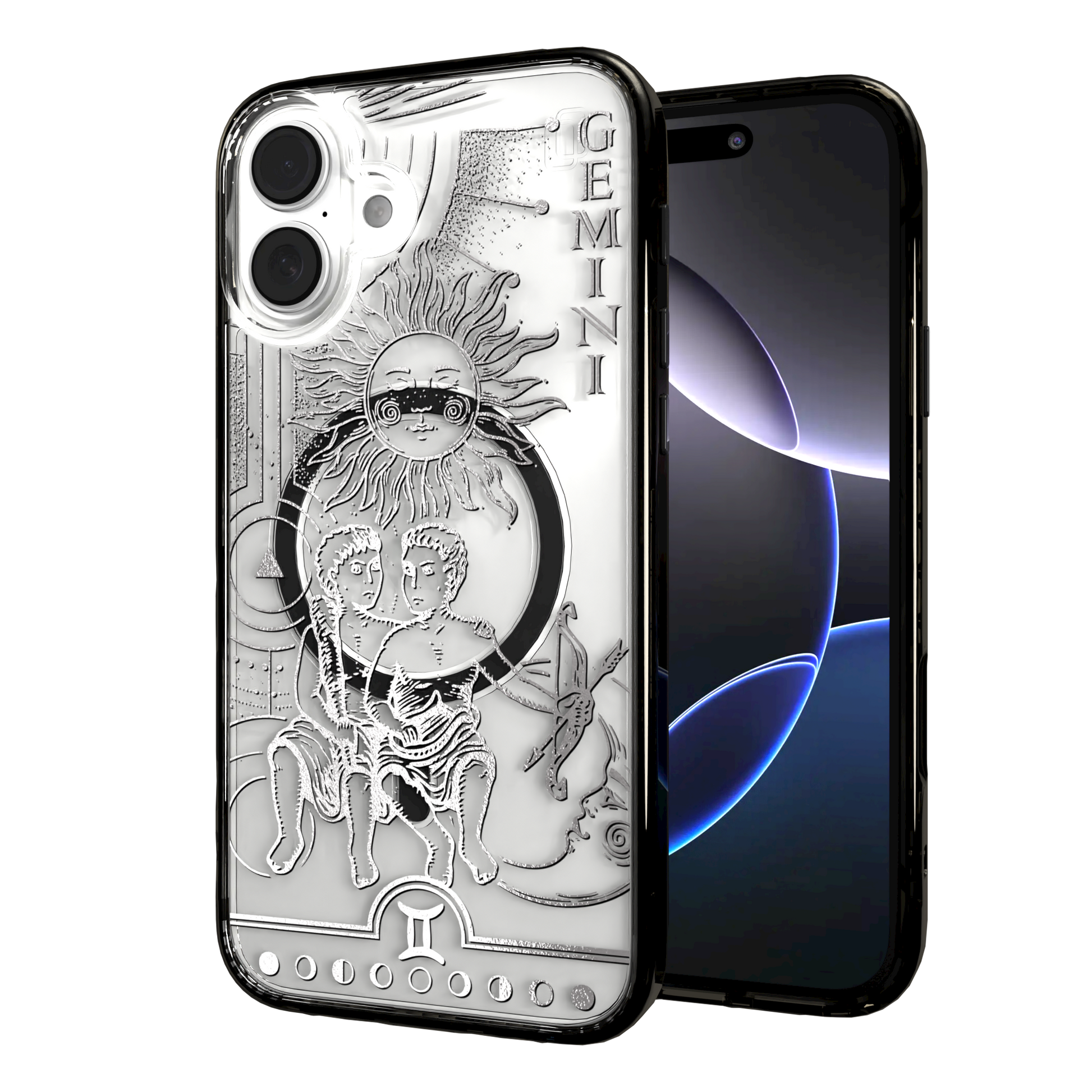 iPhone 16 Series | MagSafe | Zodiac Collection | Gemini Gemini Silver / iPhone 16 Plus / Black