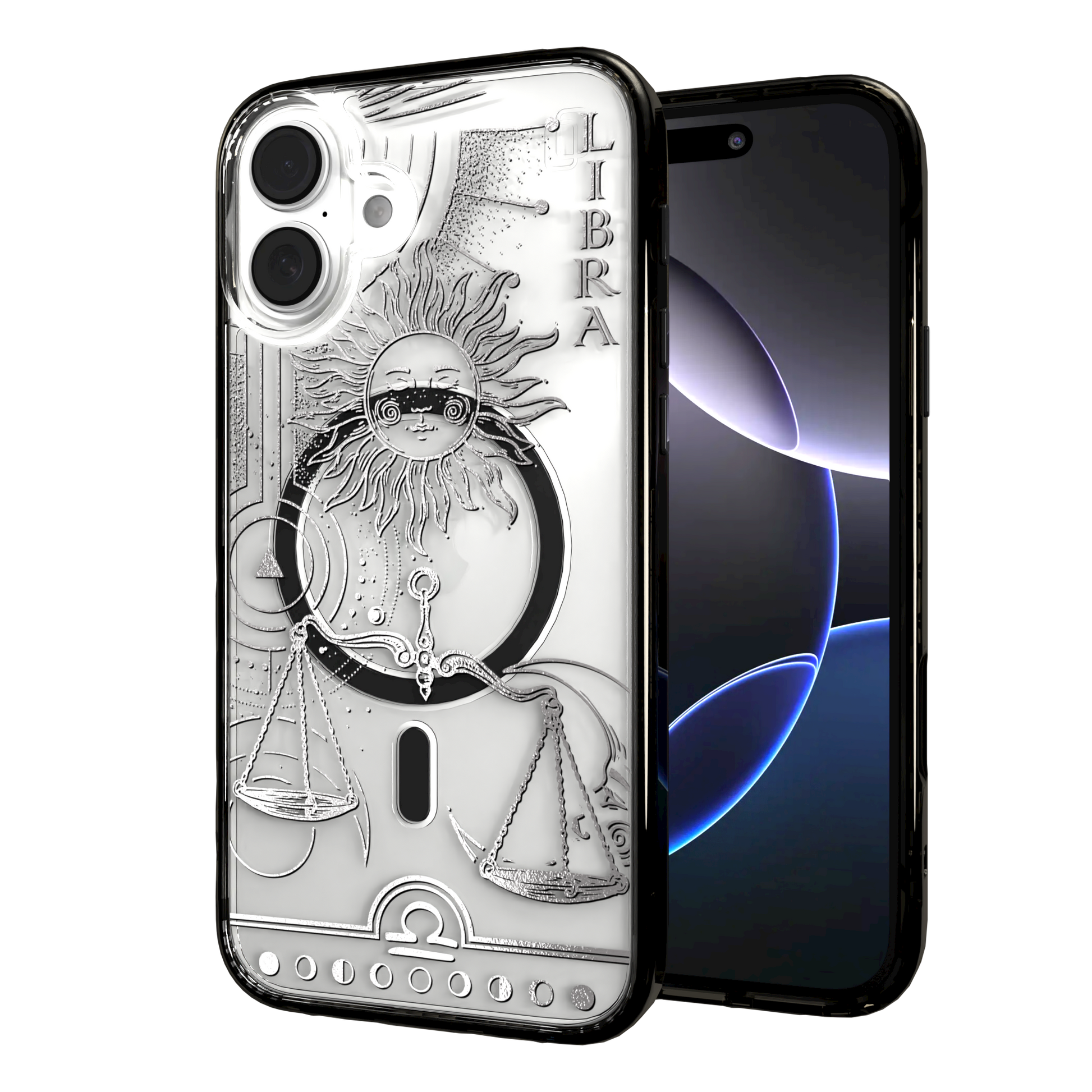 iPhone 16 Series | MagSafe | Zodiac Collection | Libra Libra Silver / iPhone 16 Plus / Black