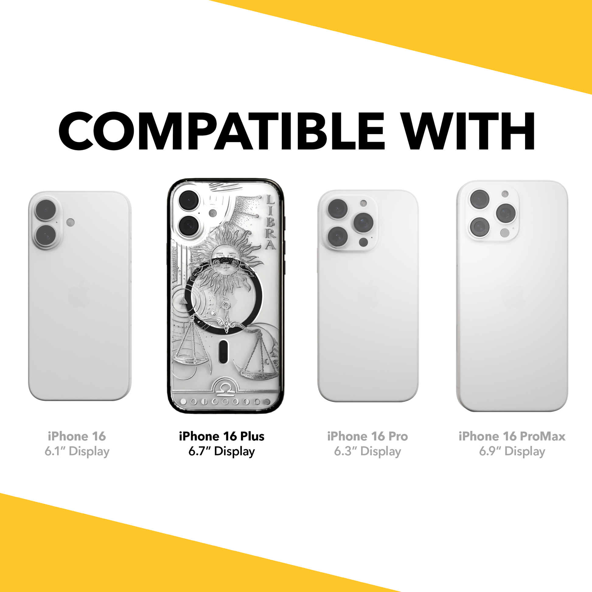 iPhone 16 Series | MagSafe | Zodiac Collection | Libra Libra Silver / iPhone 16 Plus / Black