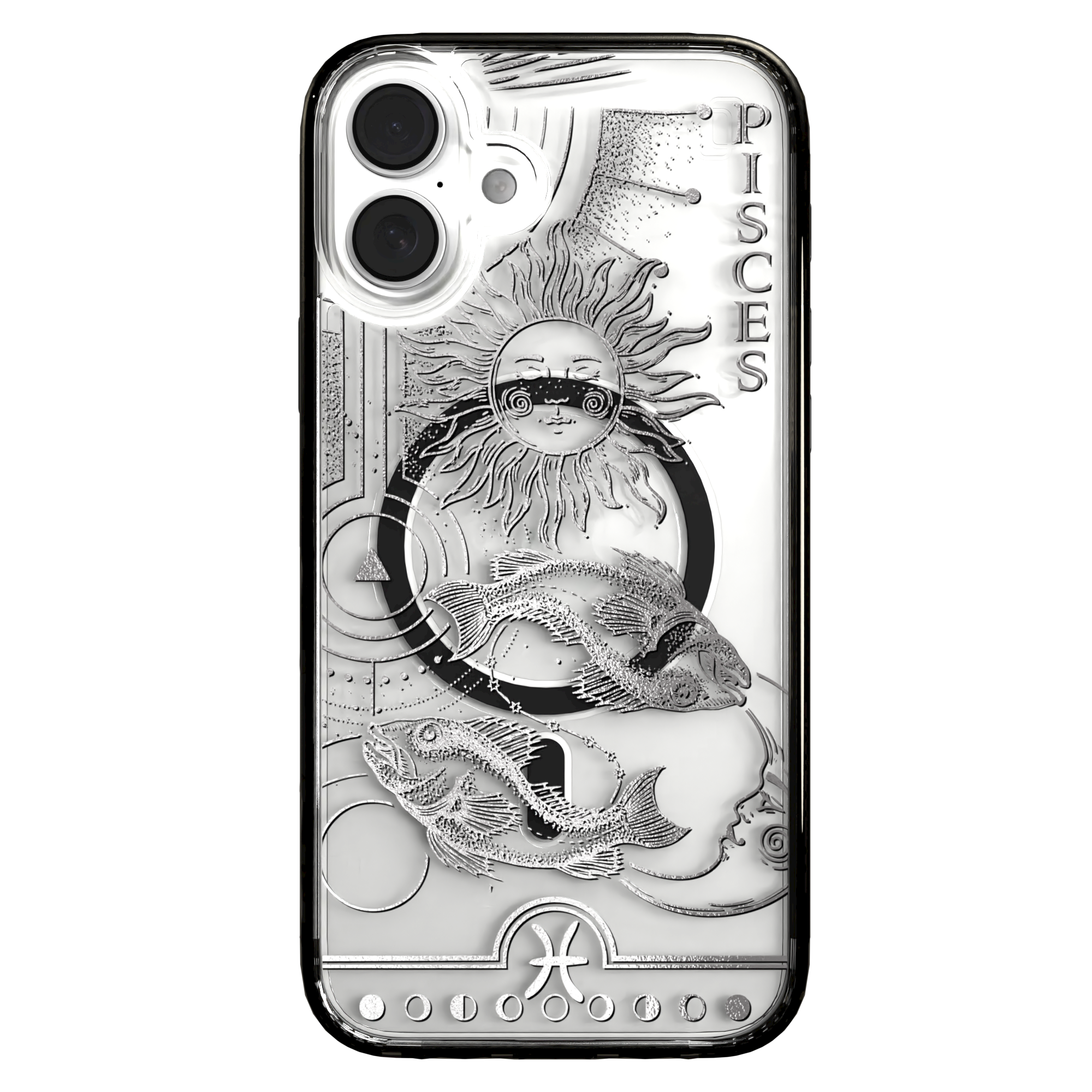 iPhone 16 Series | MagSafe | Zodiac Collection | Pisces Pisces Silver / iPhone 16 Plus / Black