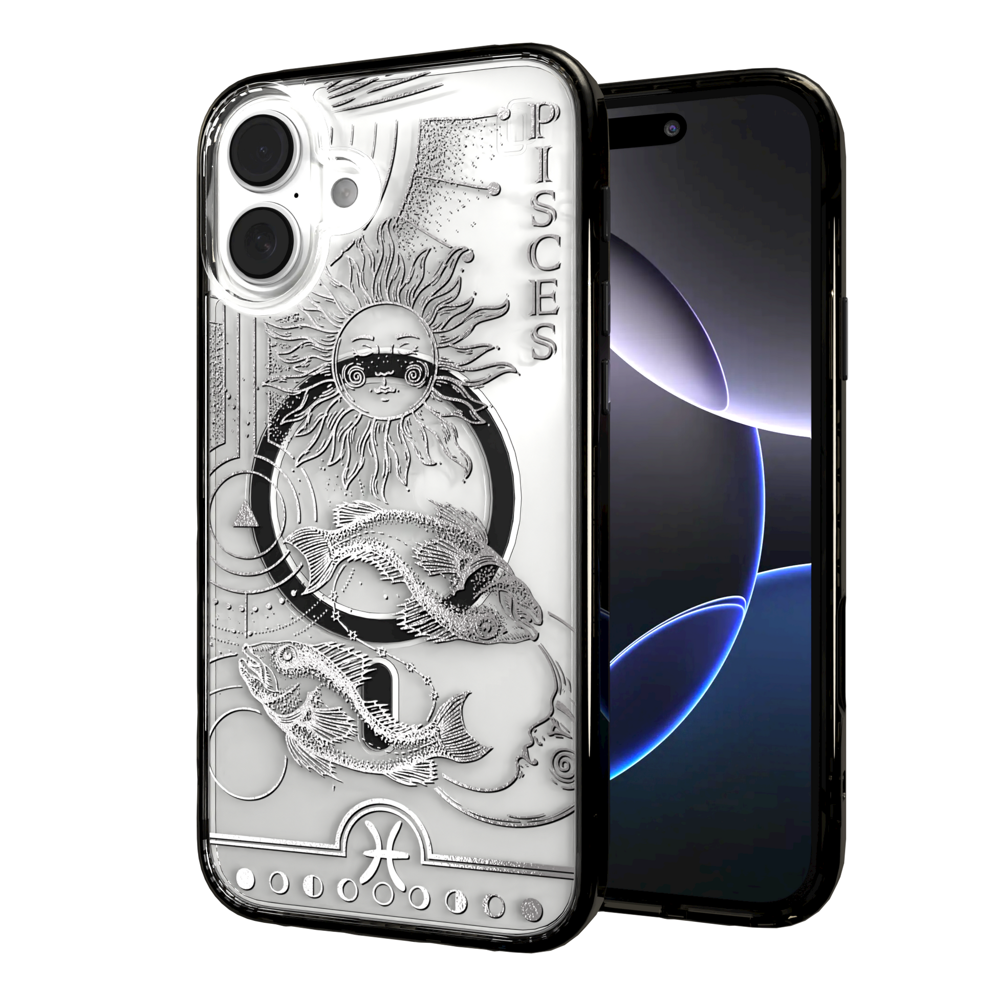 iPhone 16 Series | MagSafe | Zodiac Collection | Pisces Pisces Silver / iPhone 16 Plus / Black