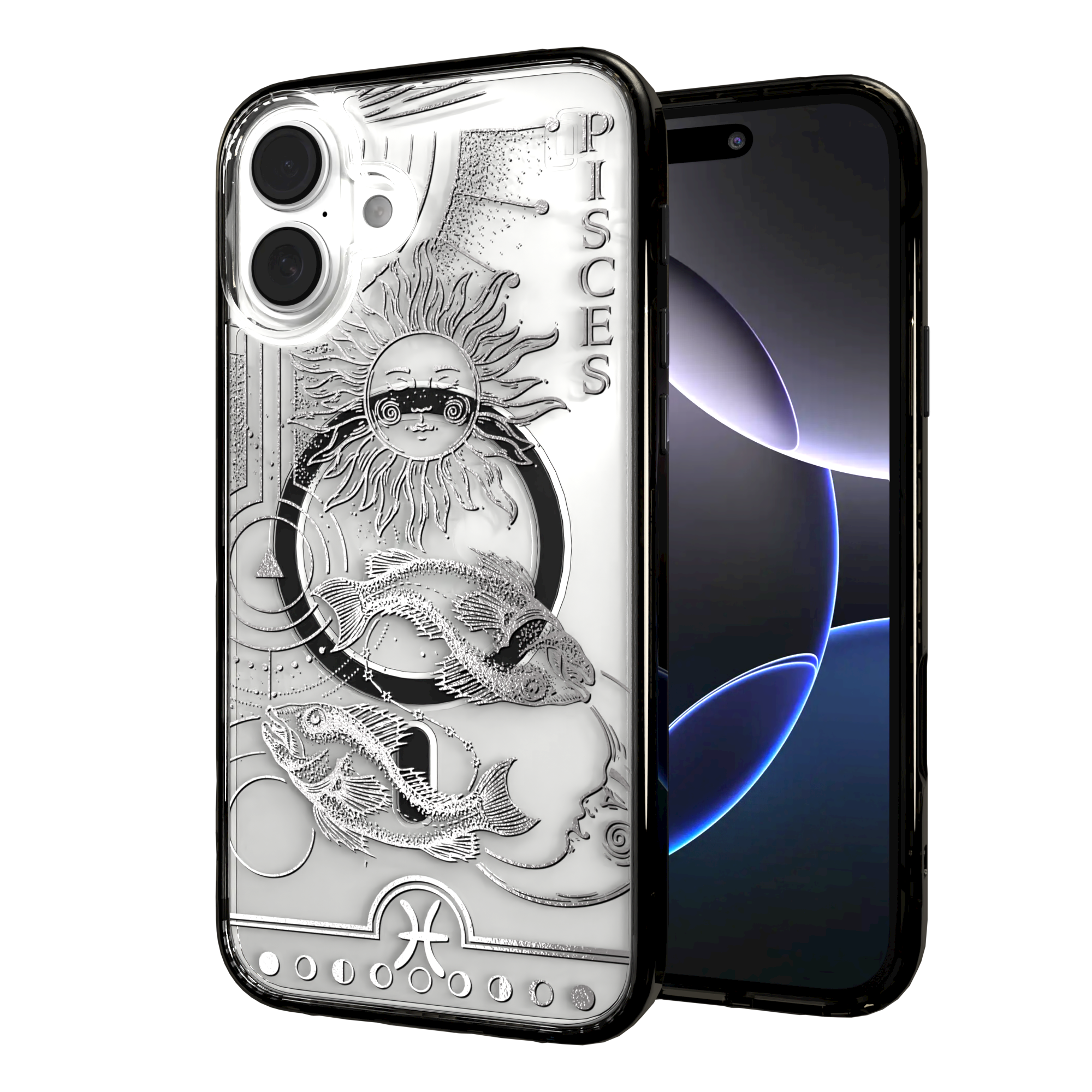 iPhone 16 Series | MagSafe | Zodiac Collection | Pisces Pisces Silver / iPhone 16 Plus / Black