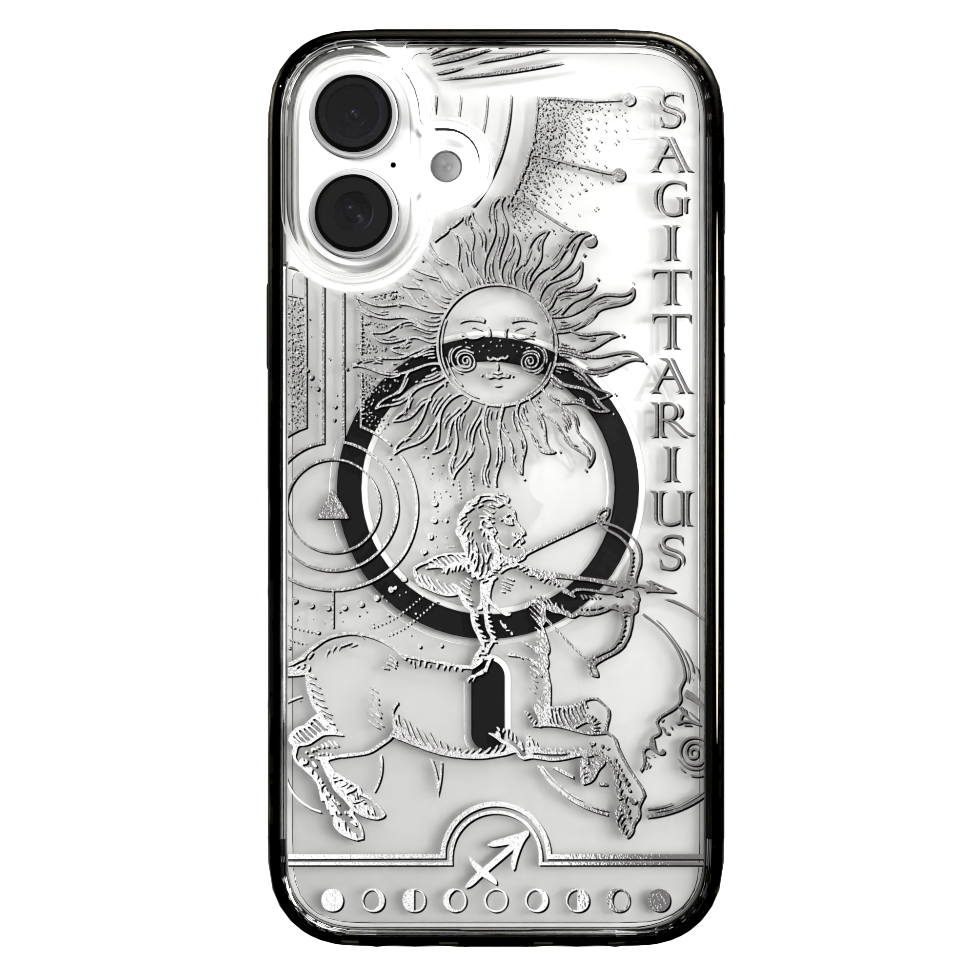 iPhone 16 Series | MagSafe | Zodiac Collection | Sagitarius Sagittarius Silver / iPhone 16 Plus / Black