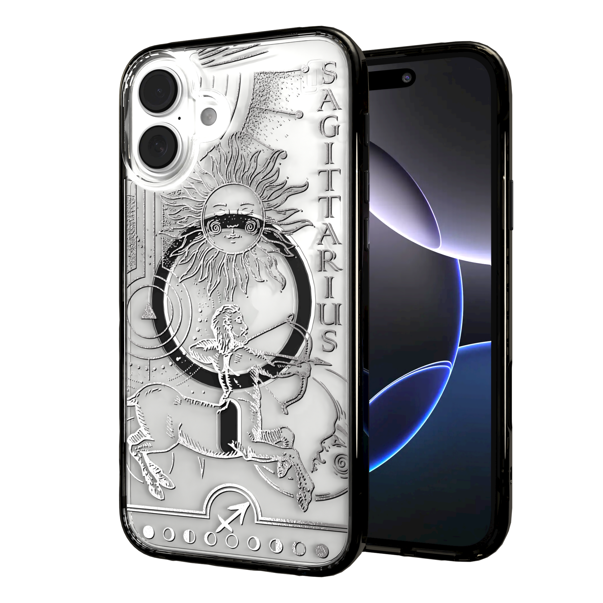 iPhone 16 Series | MagSafe | Zodiac Collection | Sagitarius Sagittarius Silver / iPhone 16 Plus / Black