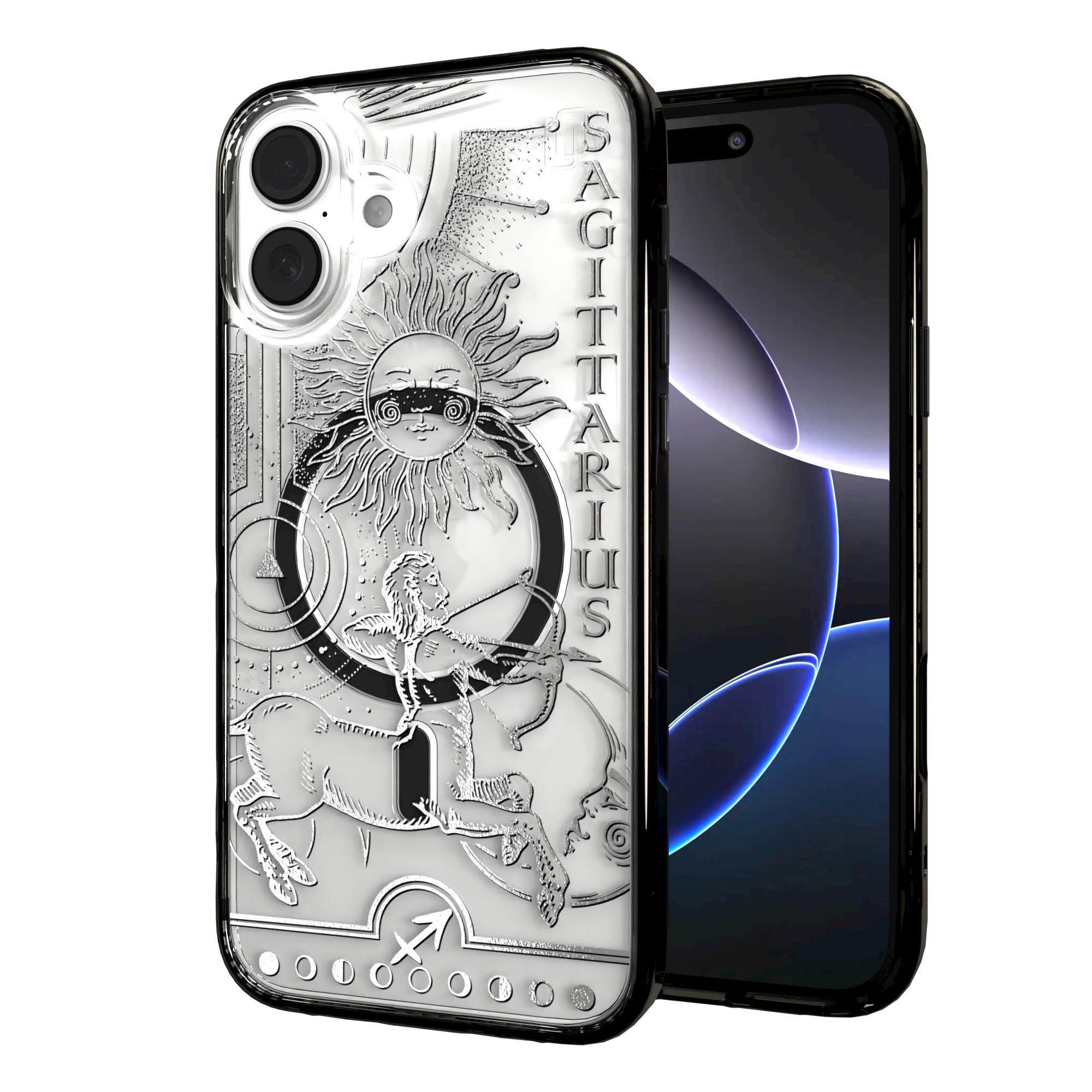 iPhone 16 Series | MagSafe | Zodiac Collection | Sagitarius Sagittarius Silver / iPhone 16 Plus / Black