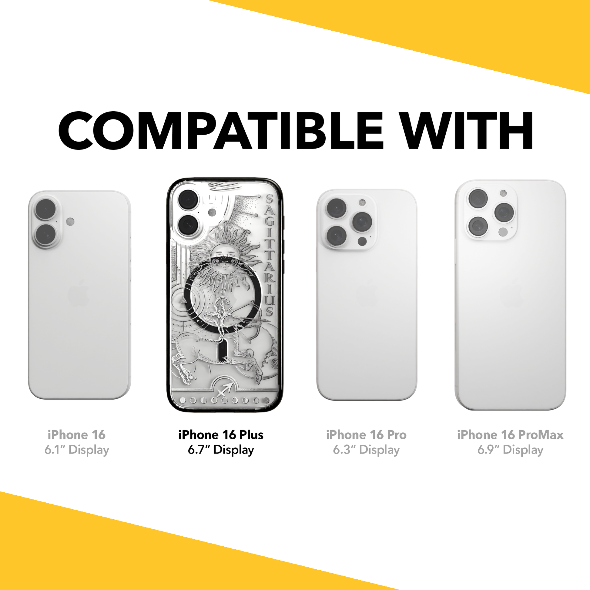iPhone 16 Series | MagSafe | Zodiac Collection | Sagitarius Sagittarius Silver / iPhone 16 Plus / Black
