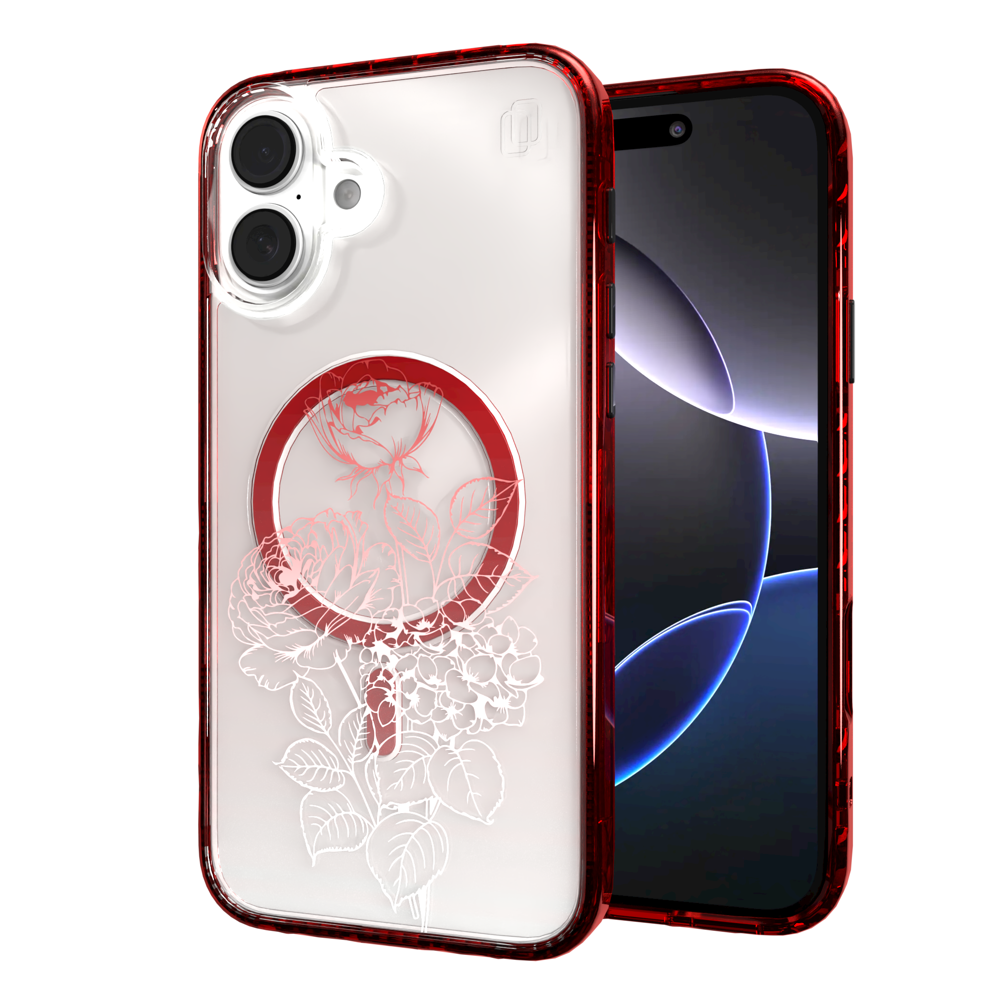 iPhone 16 Series | MagSafe | Ombre Bouquet Case Collection | Red Rosewood Radience