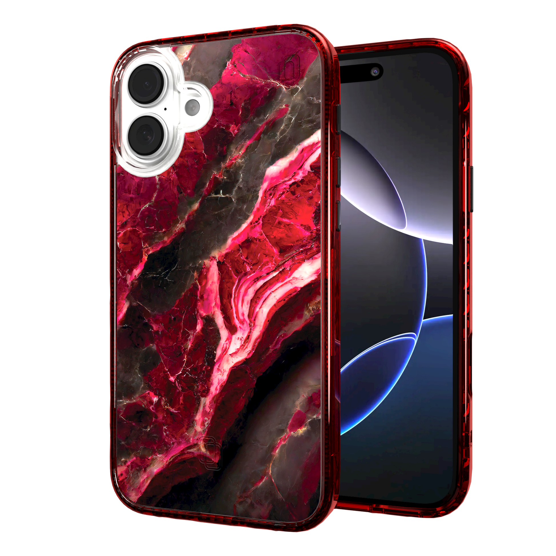 iPhone 16 Series | MagSafe | Stone Beauty Case Collection | Morning Sun Red Marble Morning Sun / iPhone 16 Plus / Red