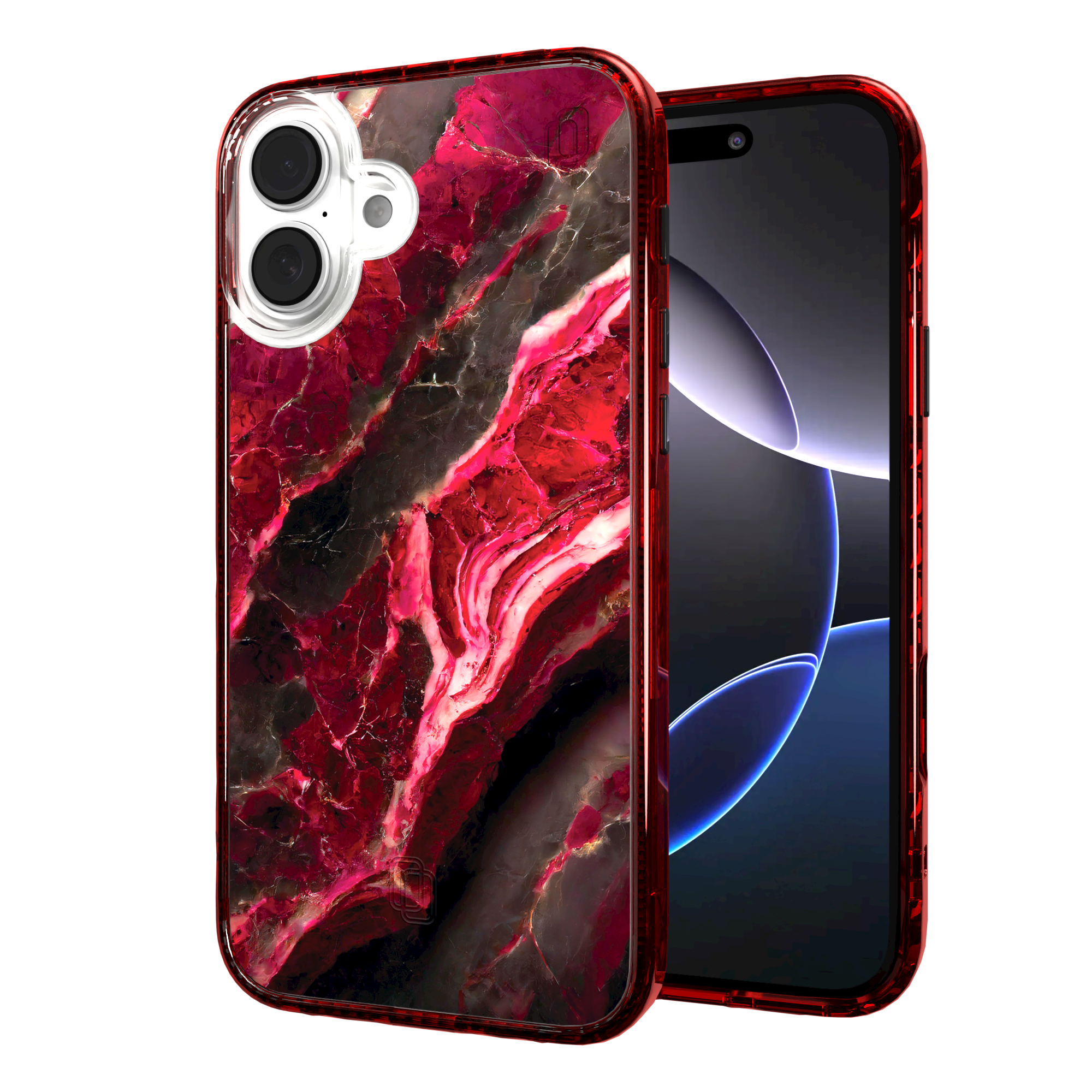 iPhone 16 Series | MagSafe | Stone Beauty Case Collection | Morning Sun Red Marble Morning Sun / iPhone 16 Plus / Red