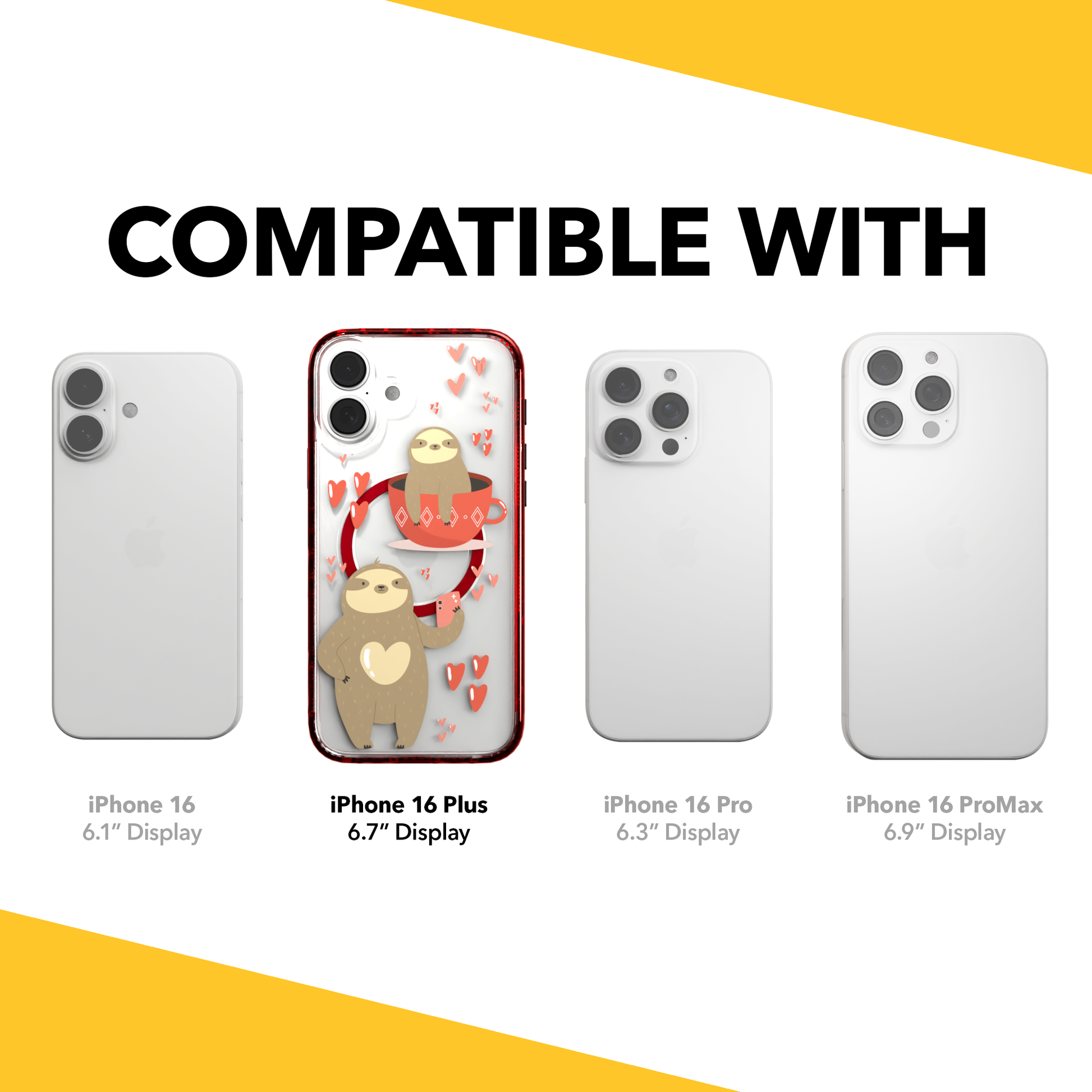 iPhone 16 Series | MagSafe | Sloth Case Collection | Sloths In Love Sloth Haven / iPhone 16 Plus / Red