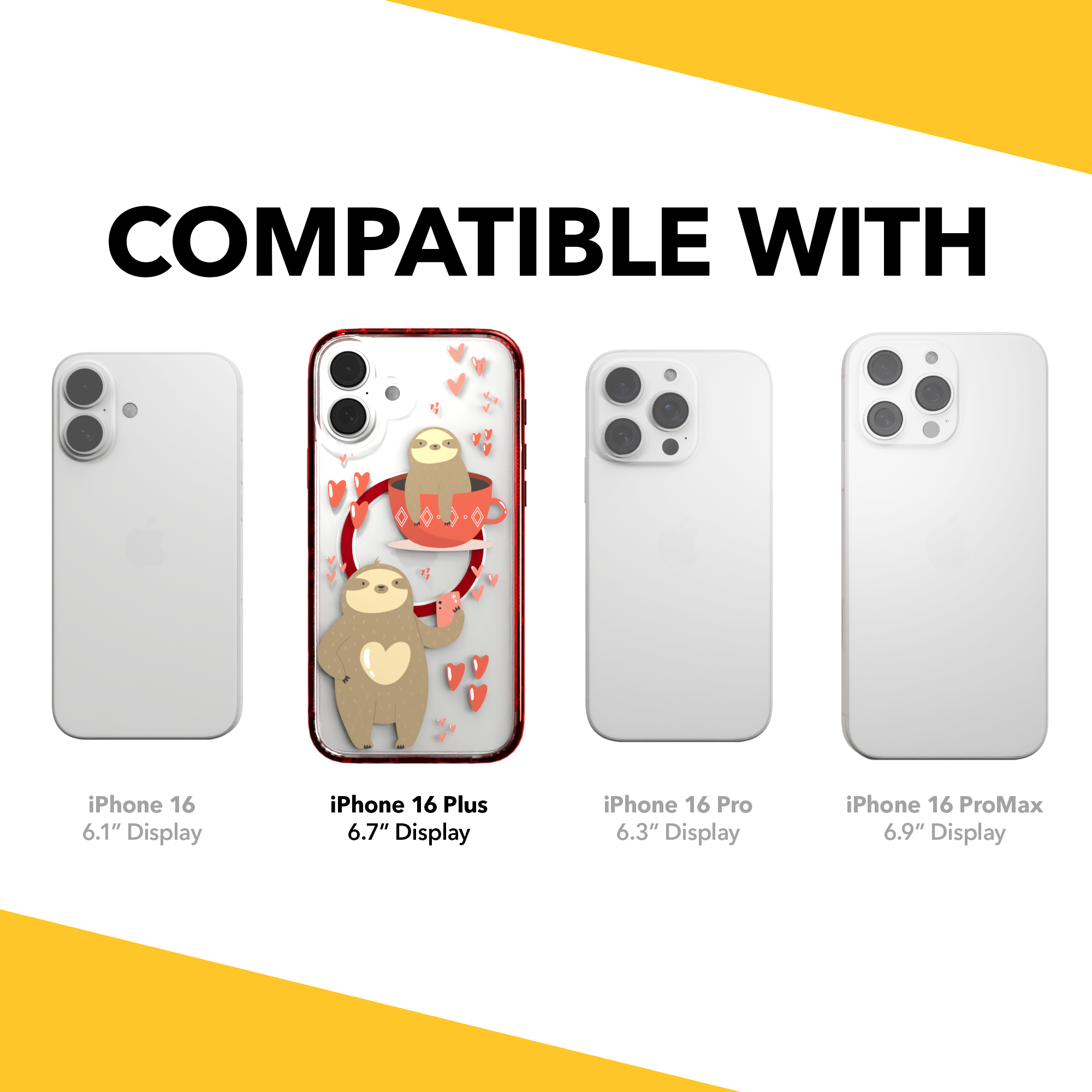 iPhone 16 Series | MagSafe | Sloth Case Collection | Sloths In Love Sloth Haven / iPhone 16 Plus / Red